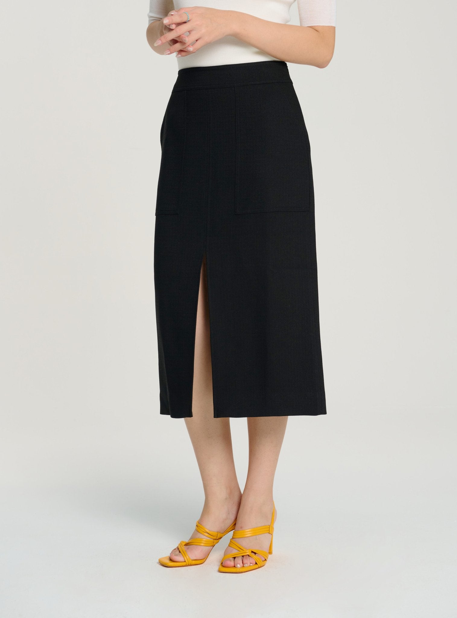 JAS midi skirt (Black) - STELLAM