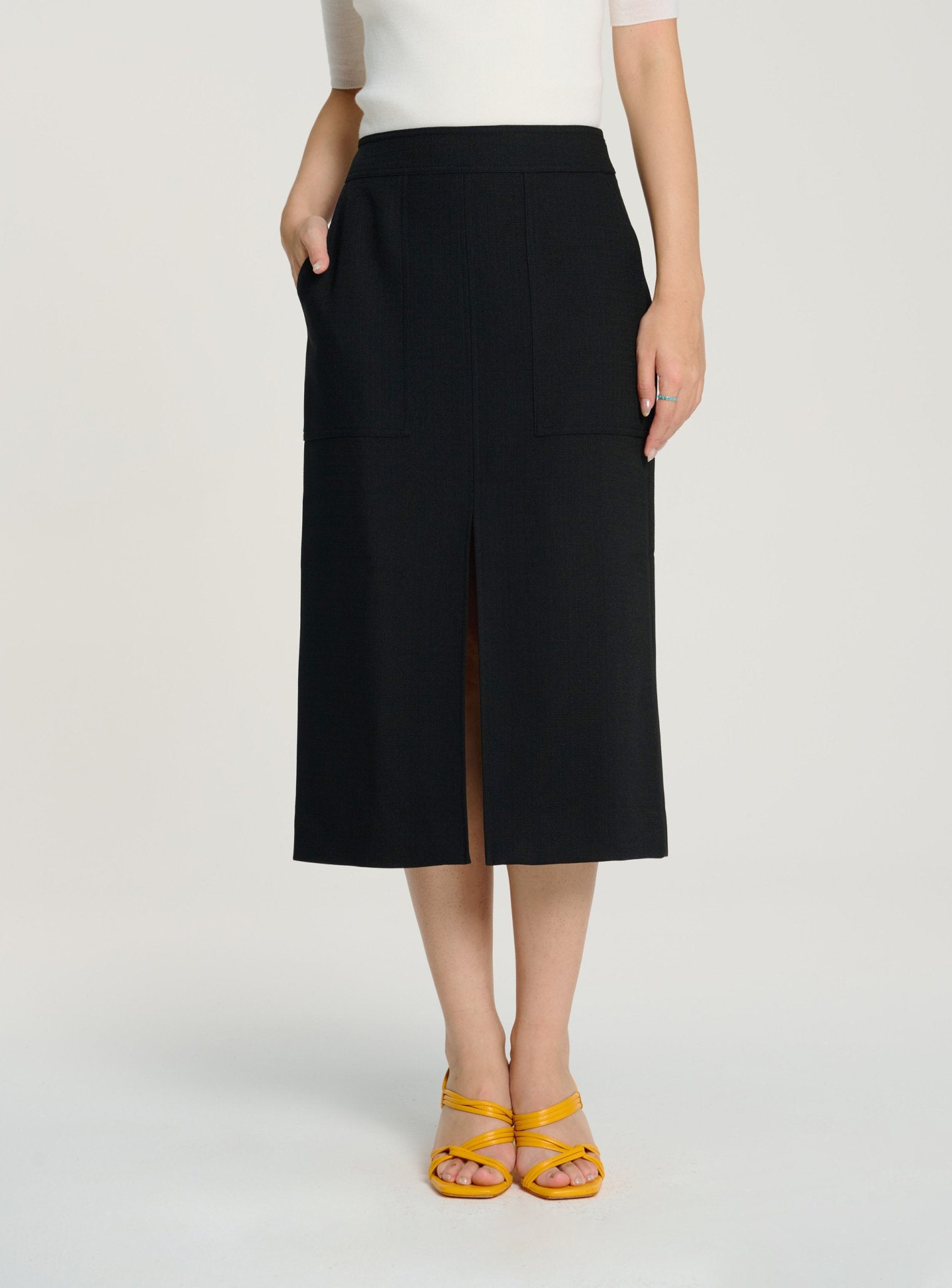 JAS midi skirt (Black) - STELLAM