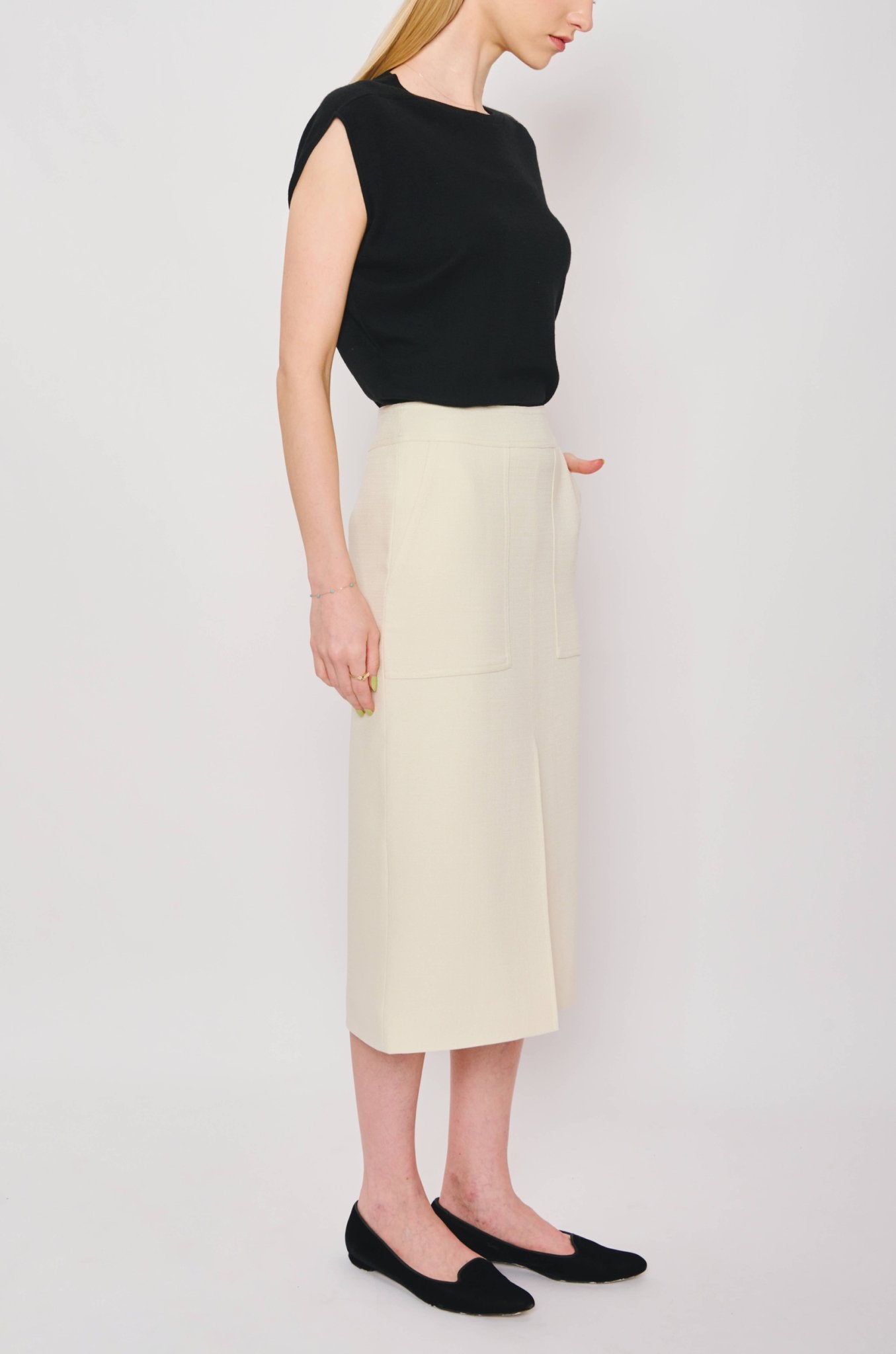 JAS midi skirt (Milk) - STELLAM