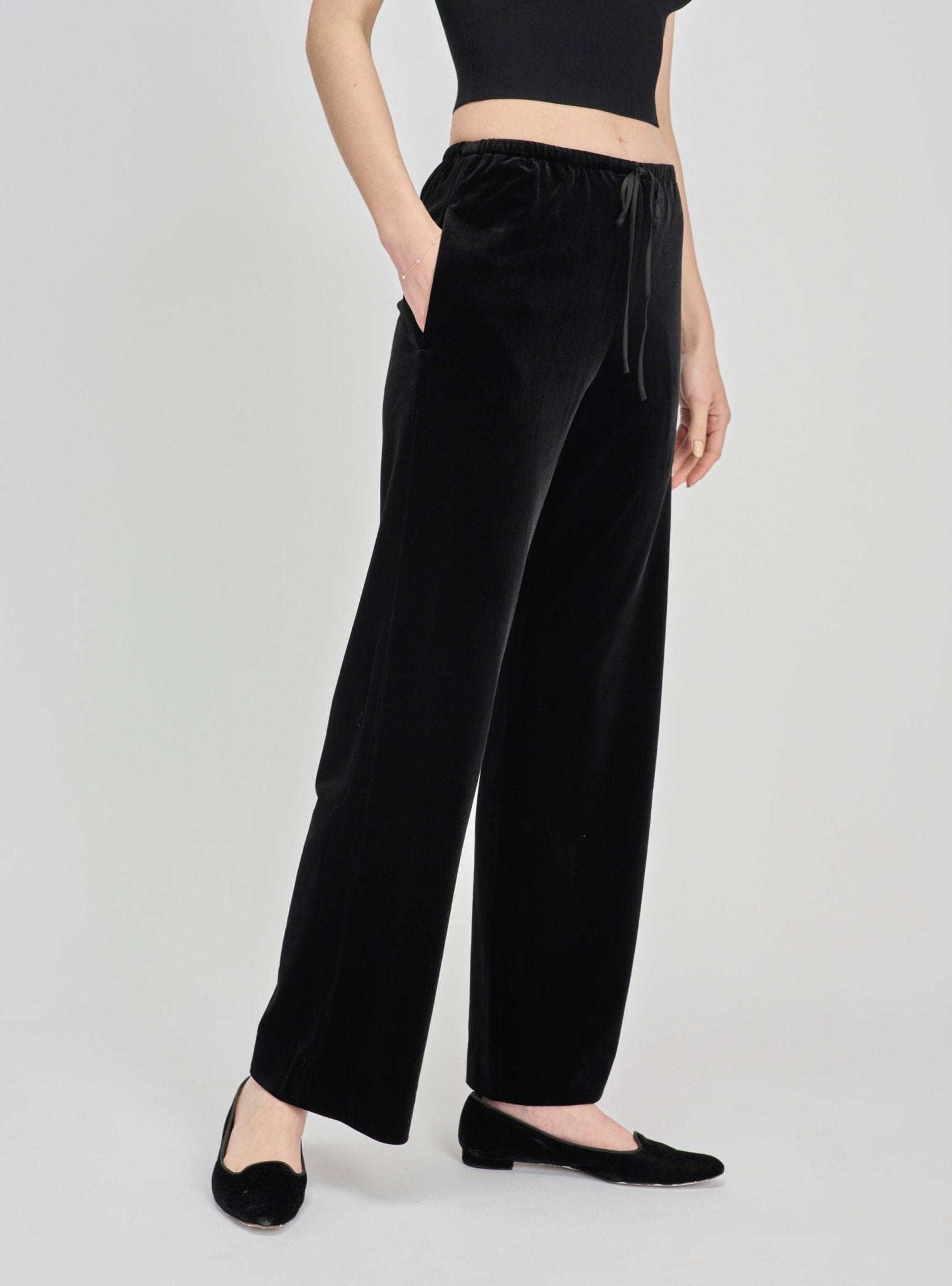 JOLIE velvet pants (Black) - STELLAM