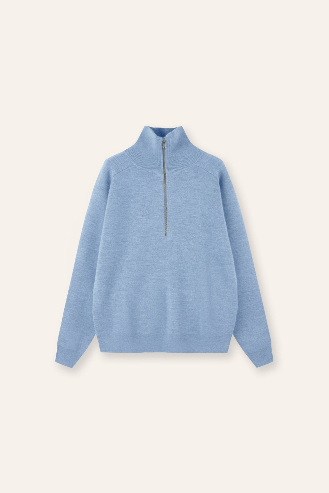 LA half-zip wool sweater (Baby blue) - STELLAM