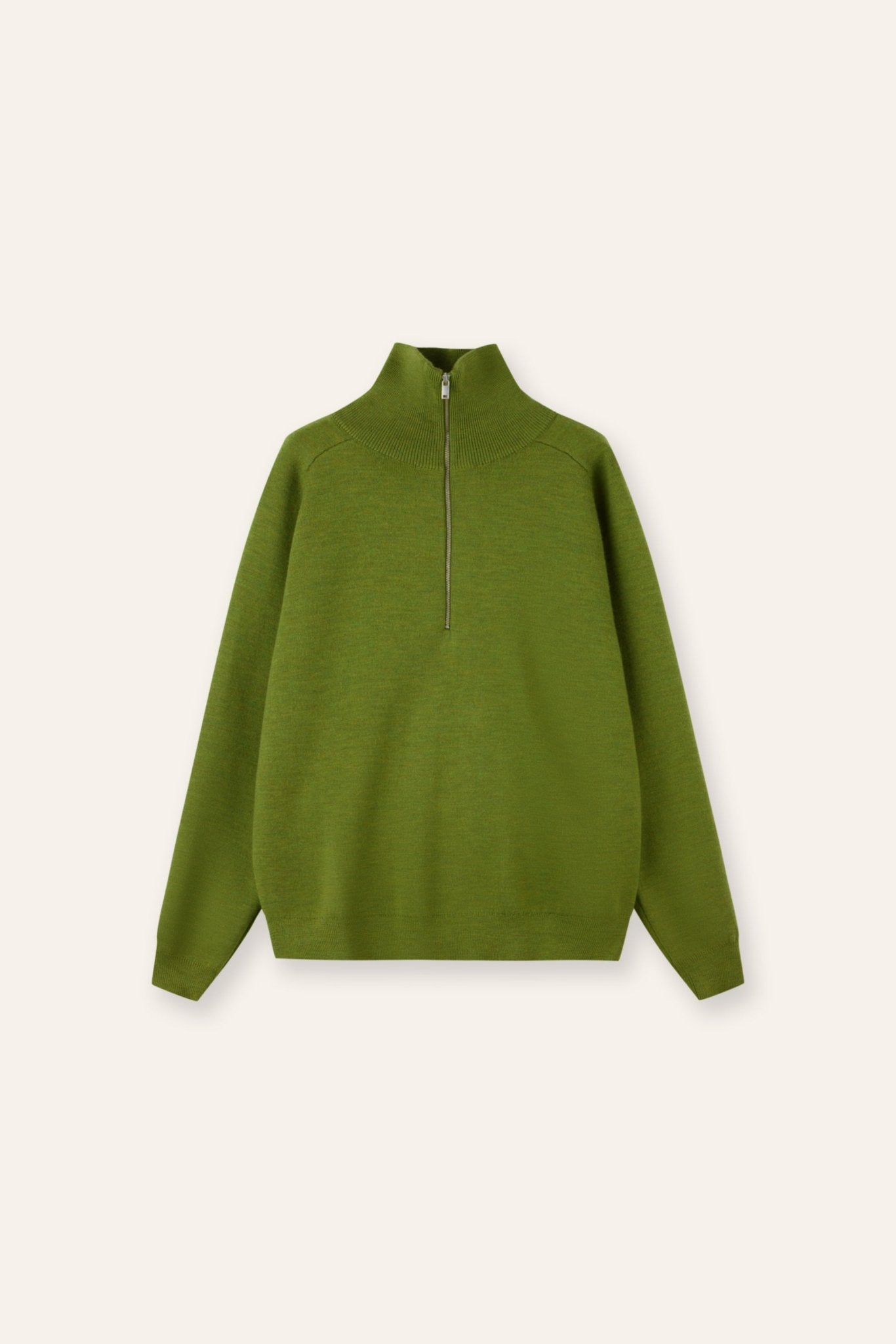 LA half-zip wool sweater (Olive) - STELLAM