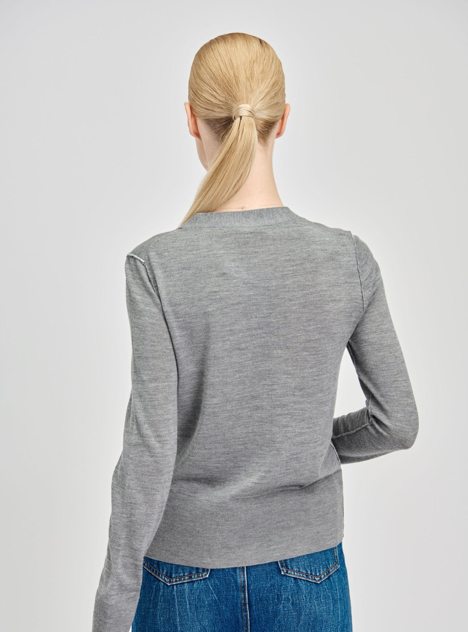 LEMAIRE wool double layer cardigan (Grey) - STELLAM