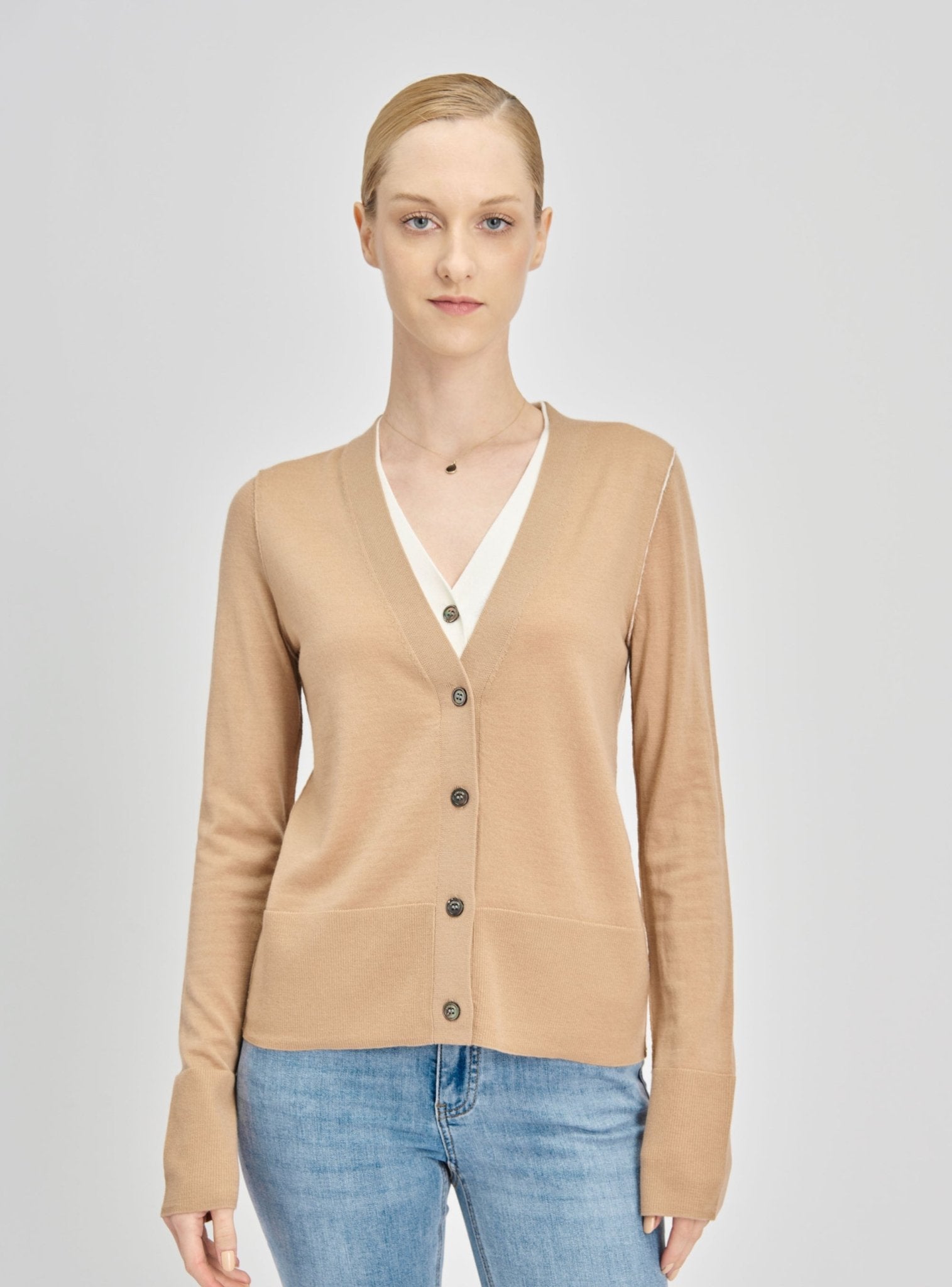 LEMAIRE wool double layer cardigan (Milktea) - STELLAM
