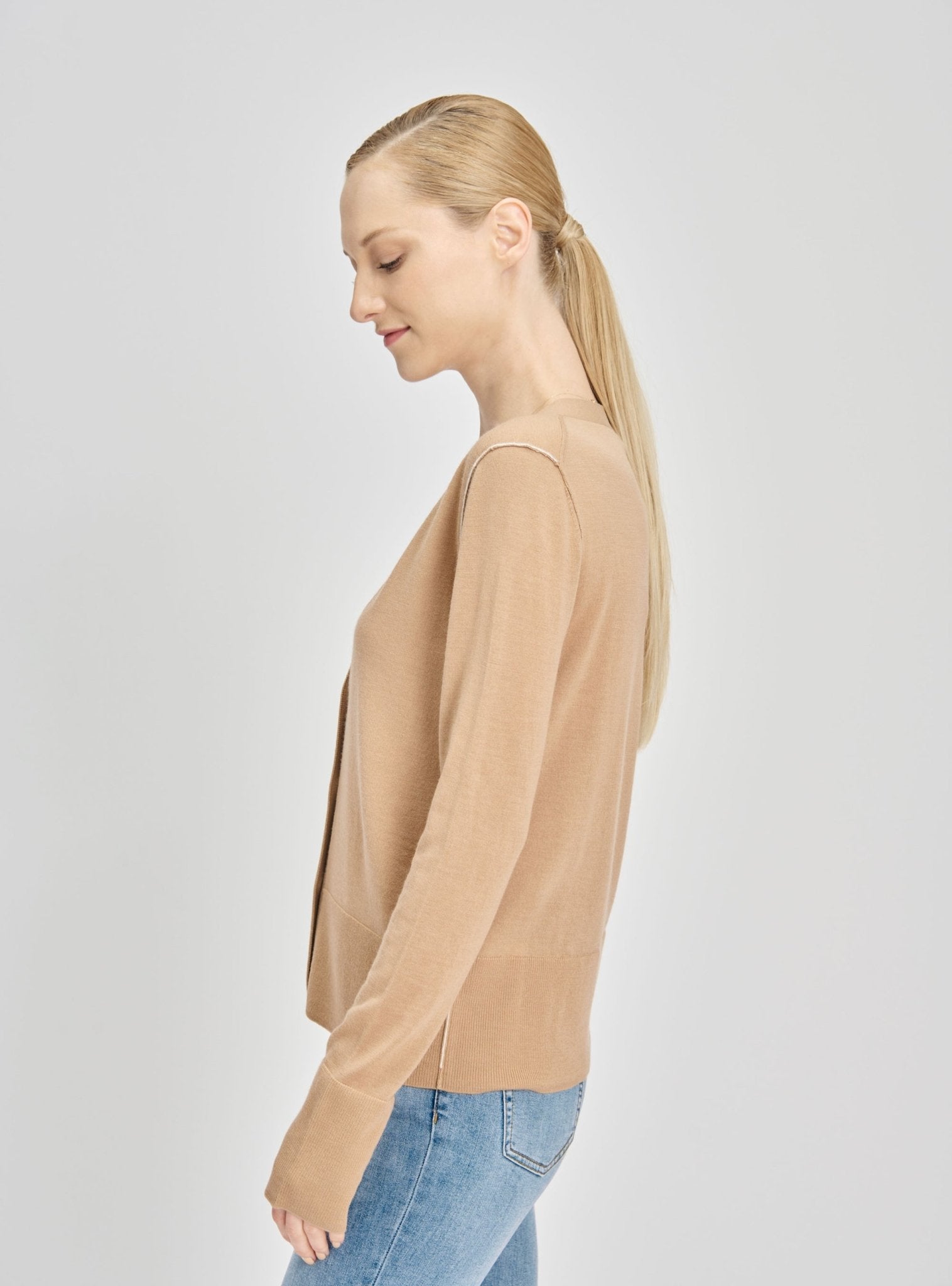 LEMAIRE wool double layer cardigan (Milktea) - STELLAM