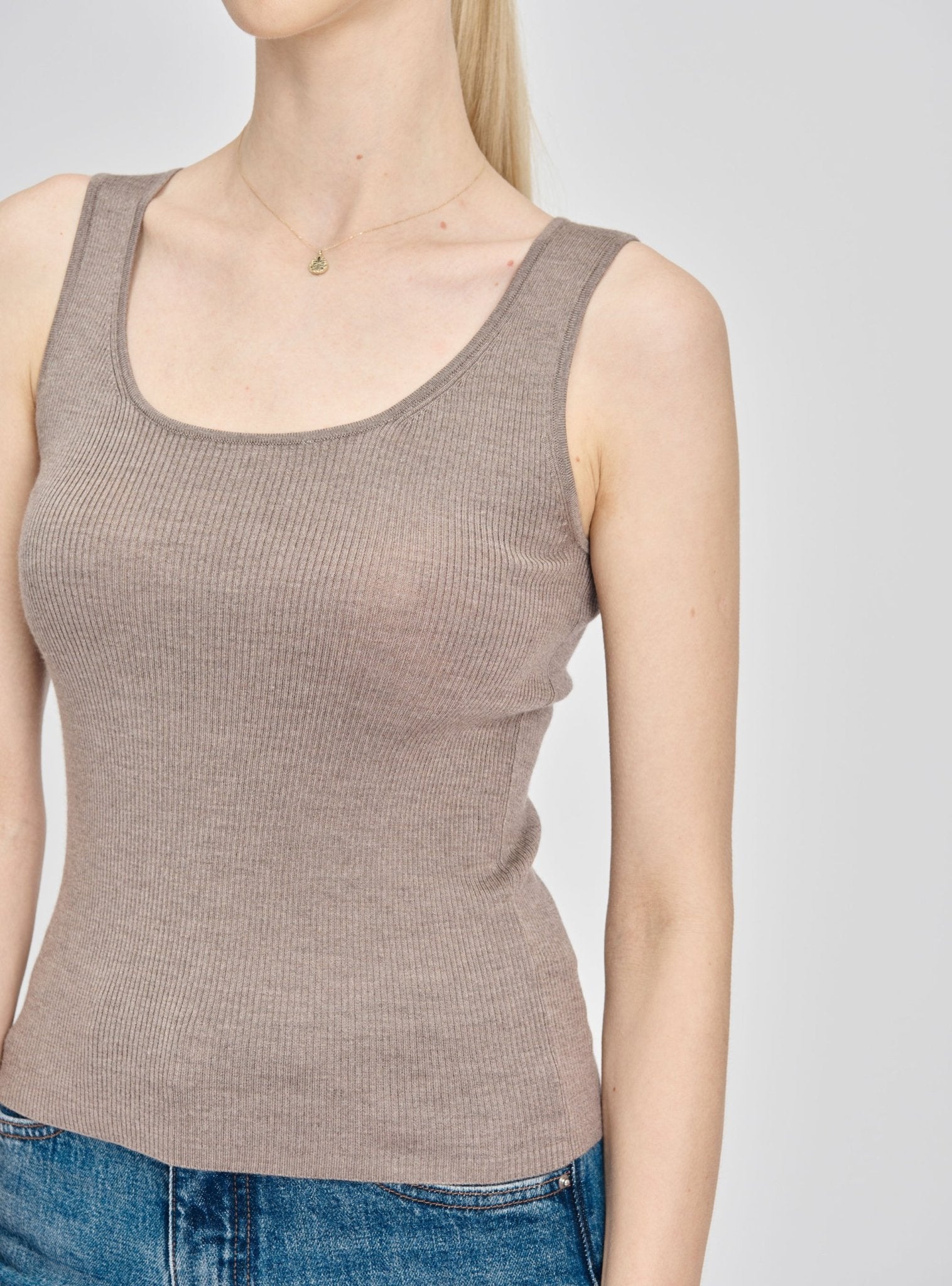LENYA silk tank top (Walnut) - STELLAM