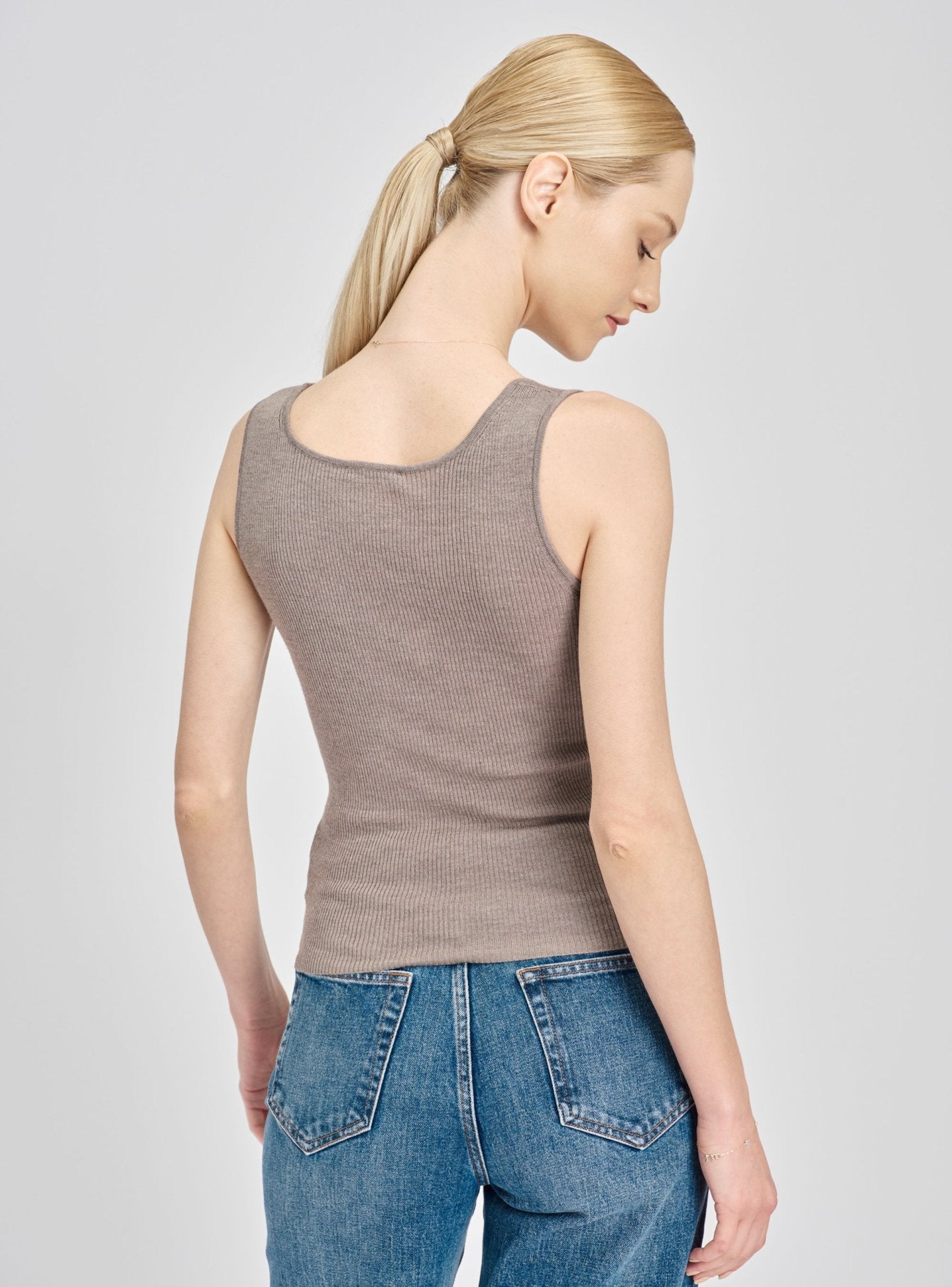 LENYA silk tank top (Walnut) - STELLAM