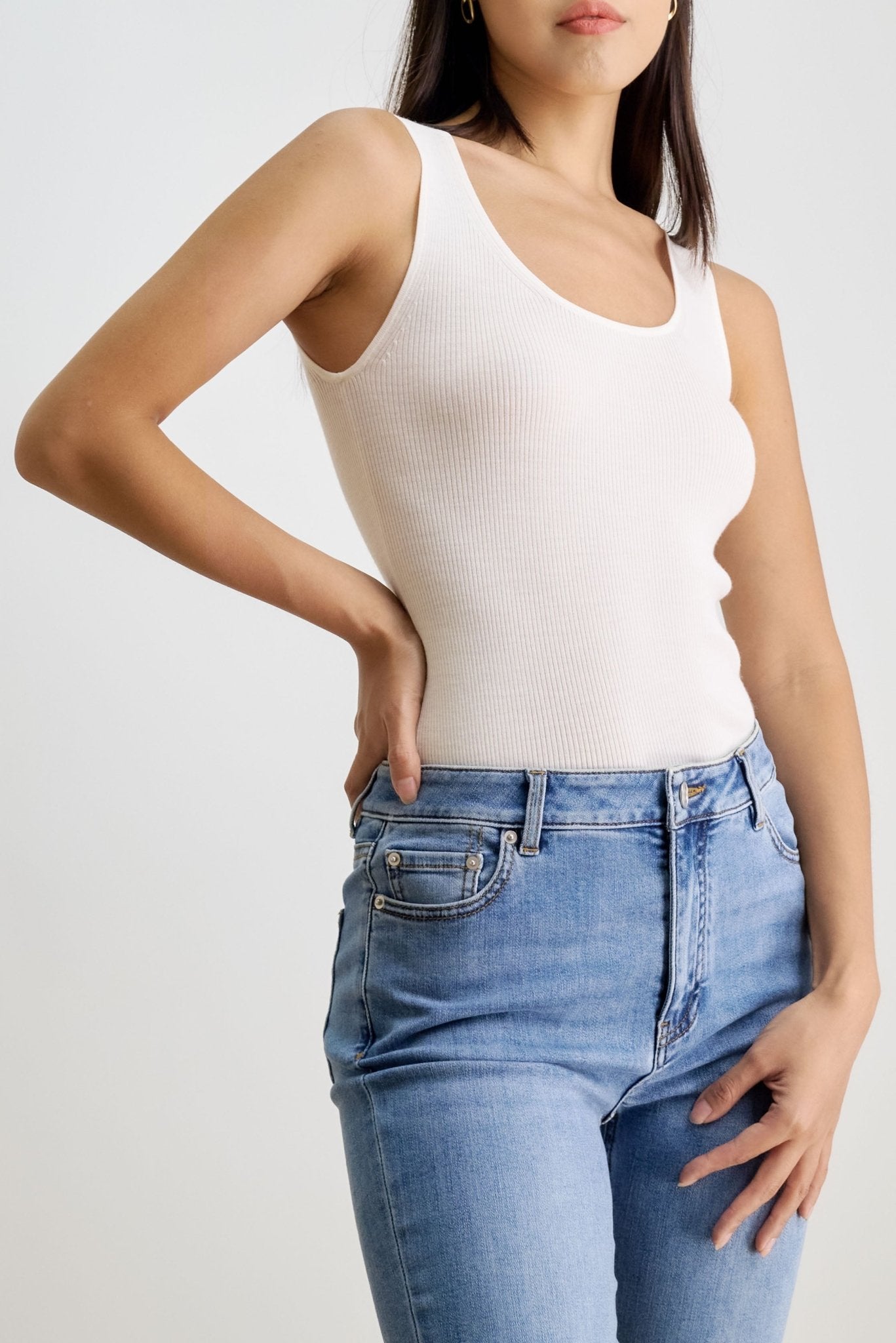 LENYA silk tank top (White) - STELLAM