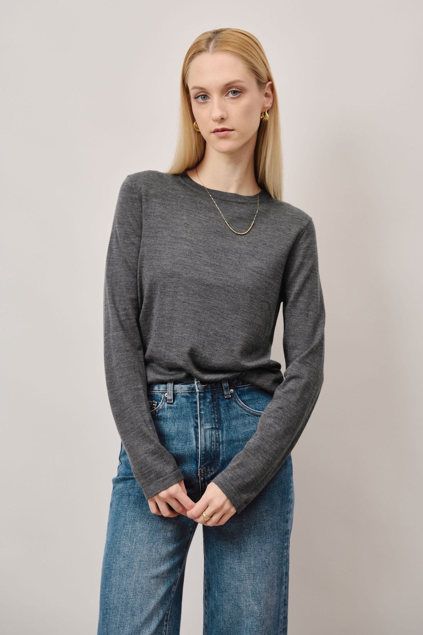 LISA wool top (Grey) - STELLAM