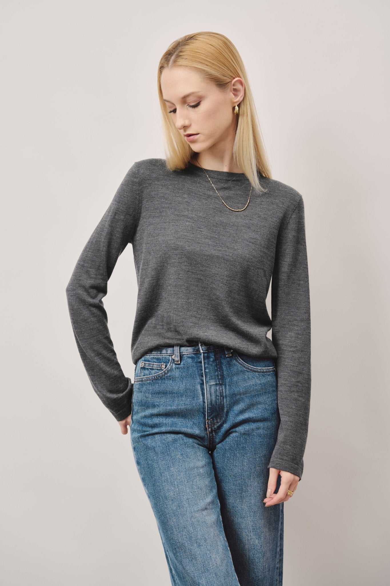 LISA wool top (Grey) - STELLAM