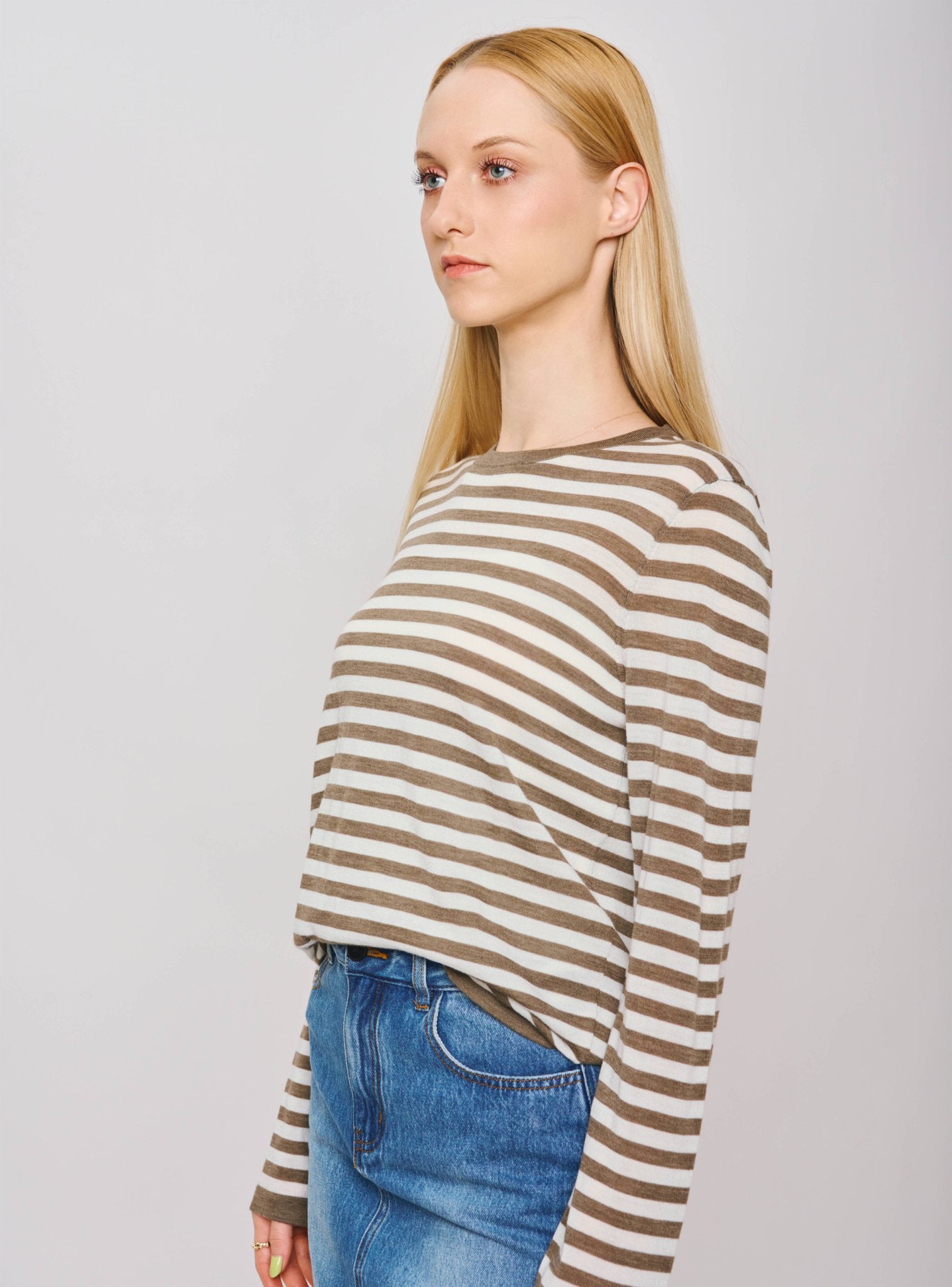 LISA wool top (Mocha stripe) - STELLAM