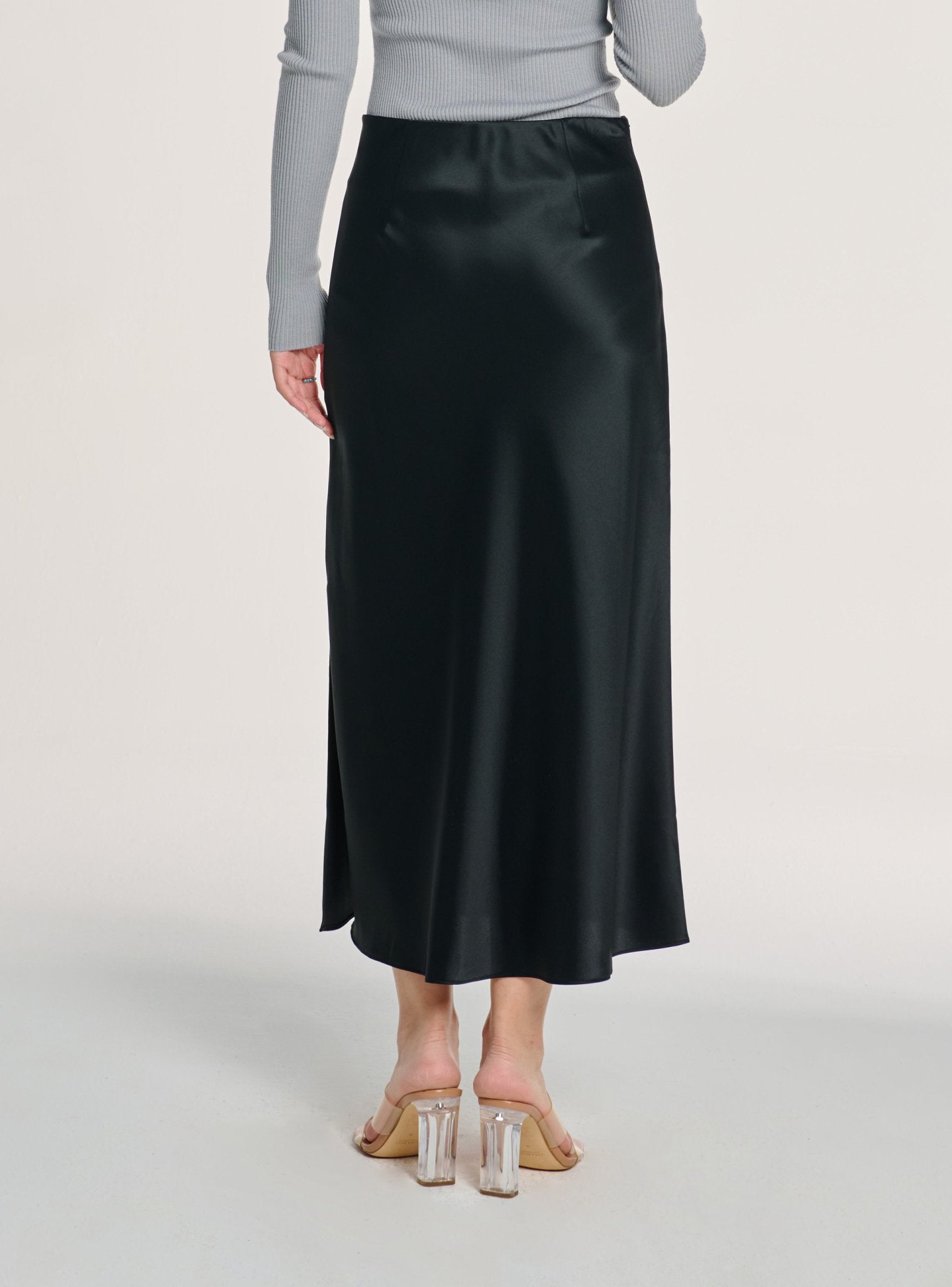 LONG GLITTER midi skirt (Black) - STELLAM