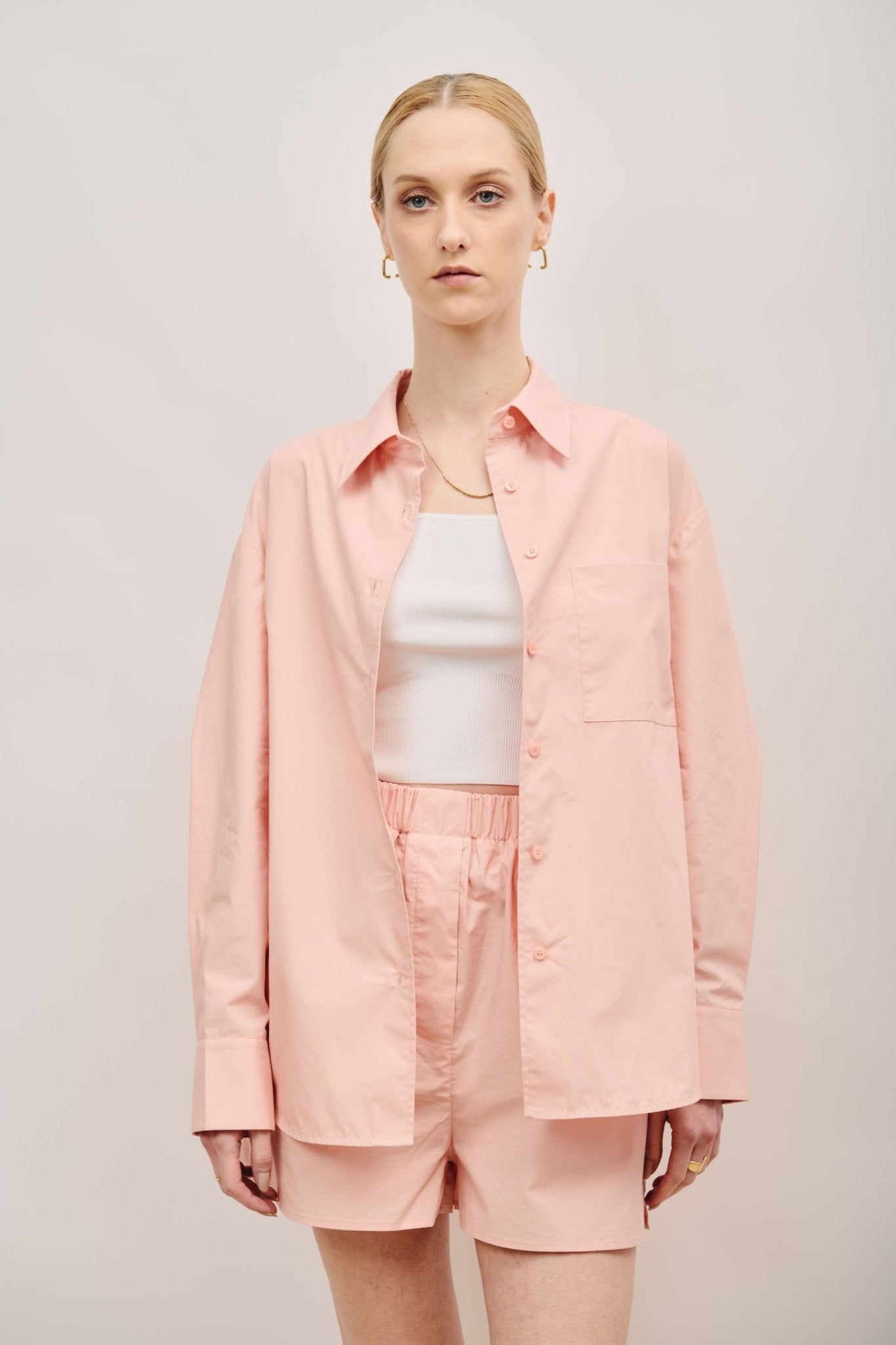 LUI oversized cotton shirt (Pink) - STELLAM
