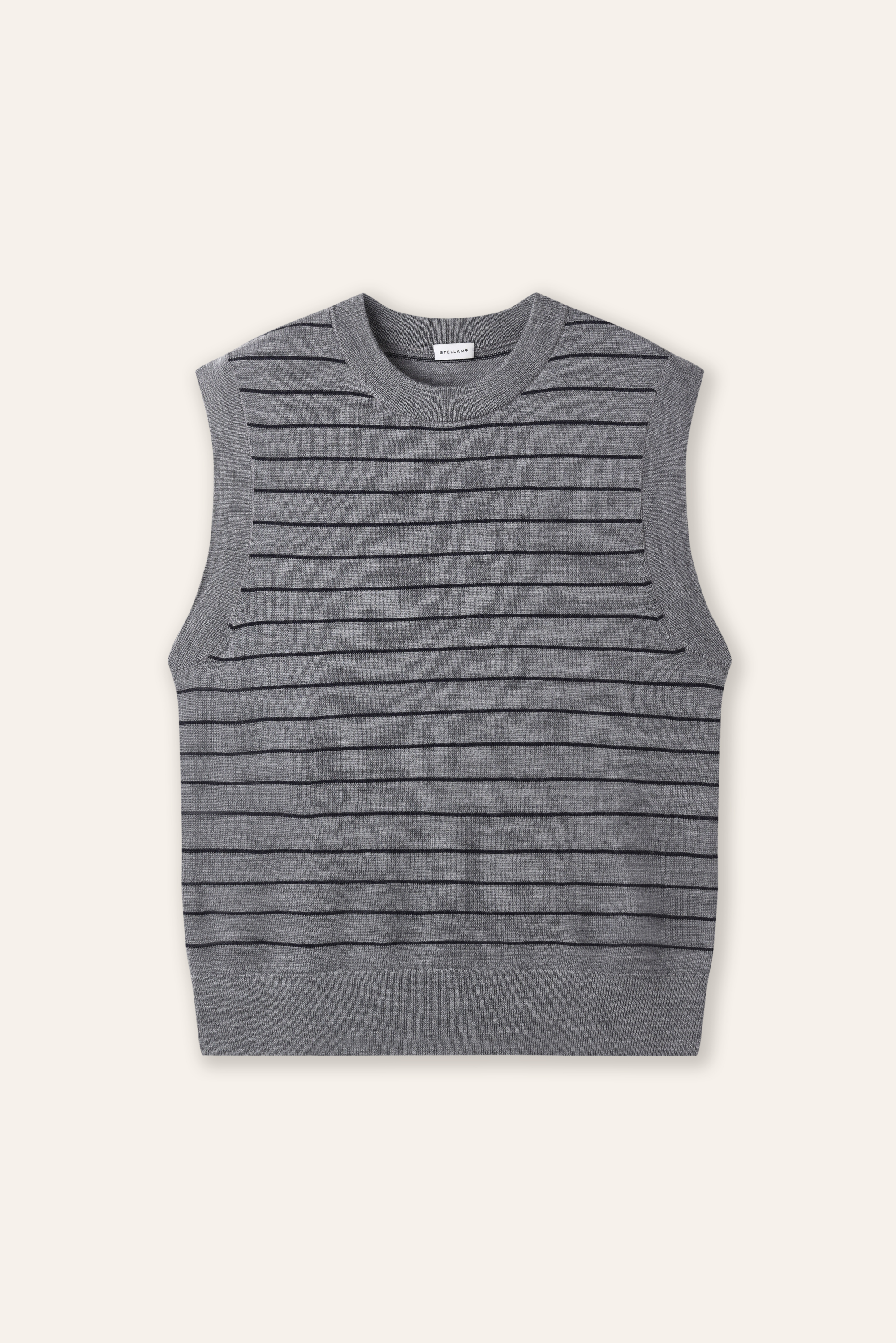 LYON wool sleeveless top (Grey stripe)