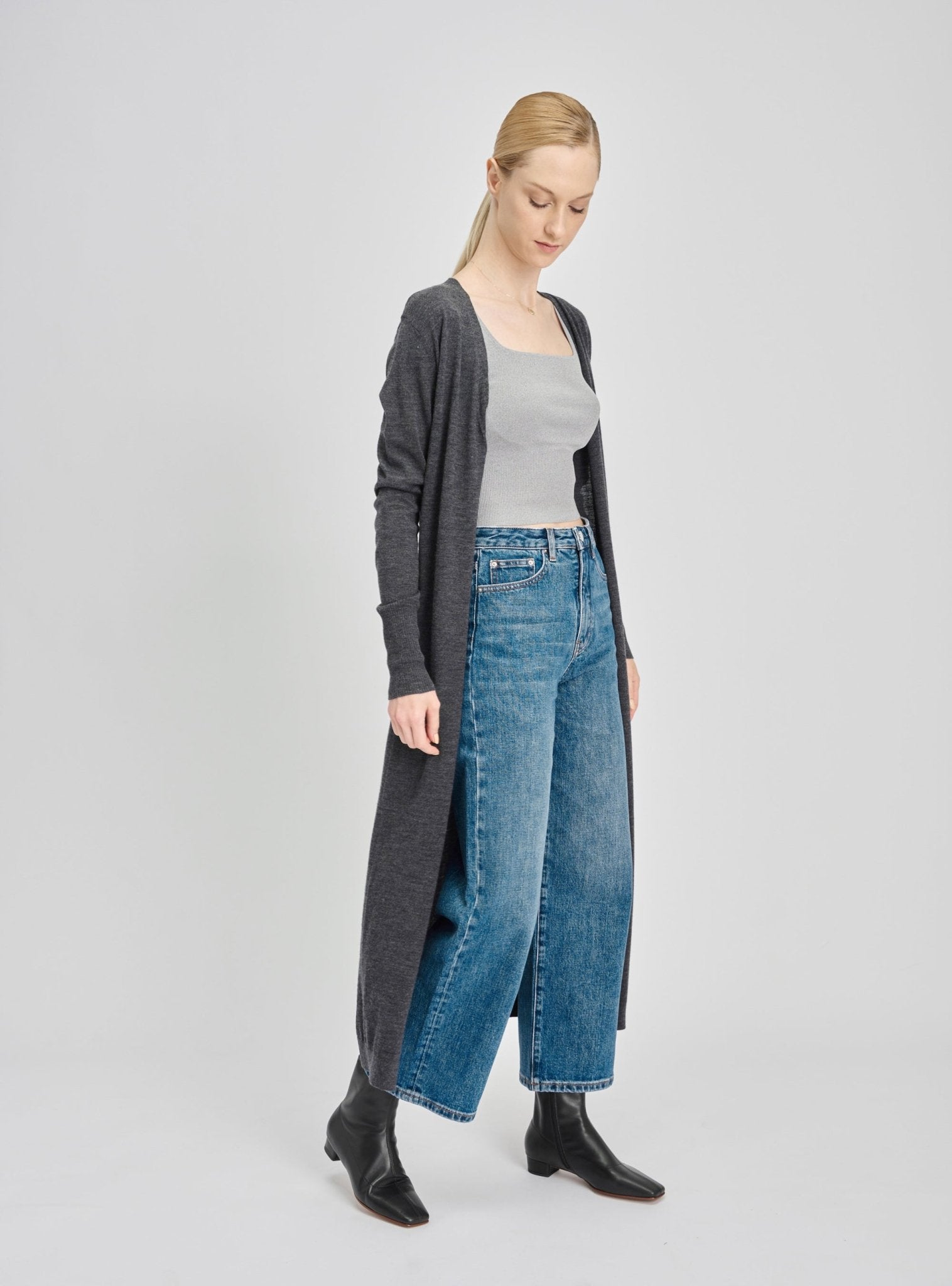 MIC maxi cardigan (Grey) - STELLAM