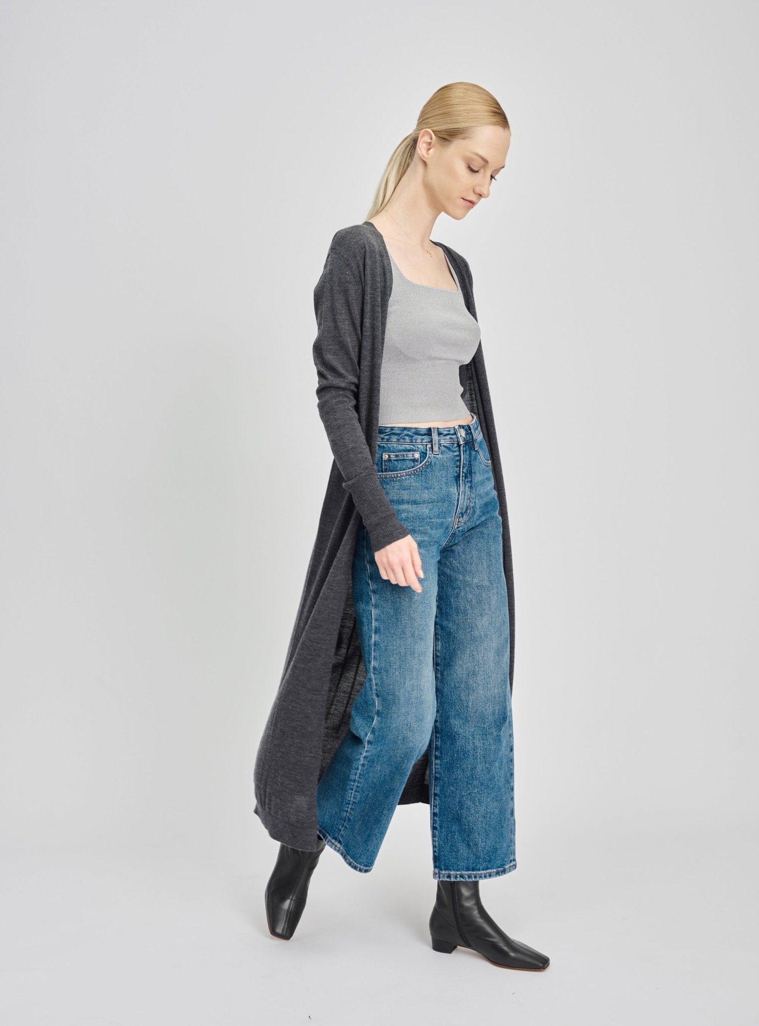 MIC maxi cardigan (Grey) - STELLAM