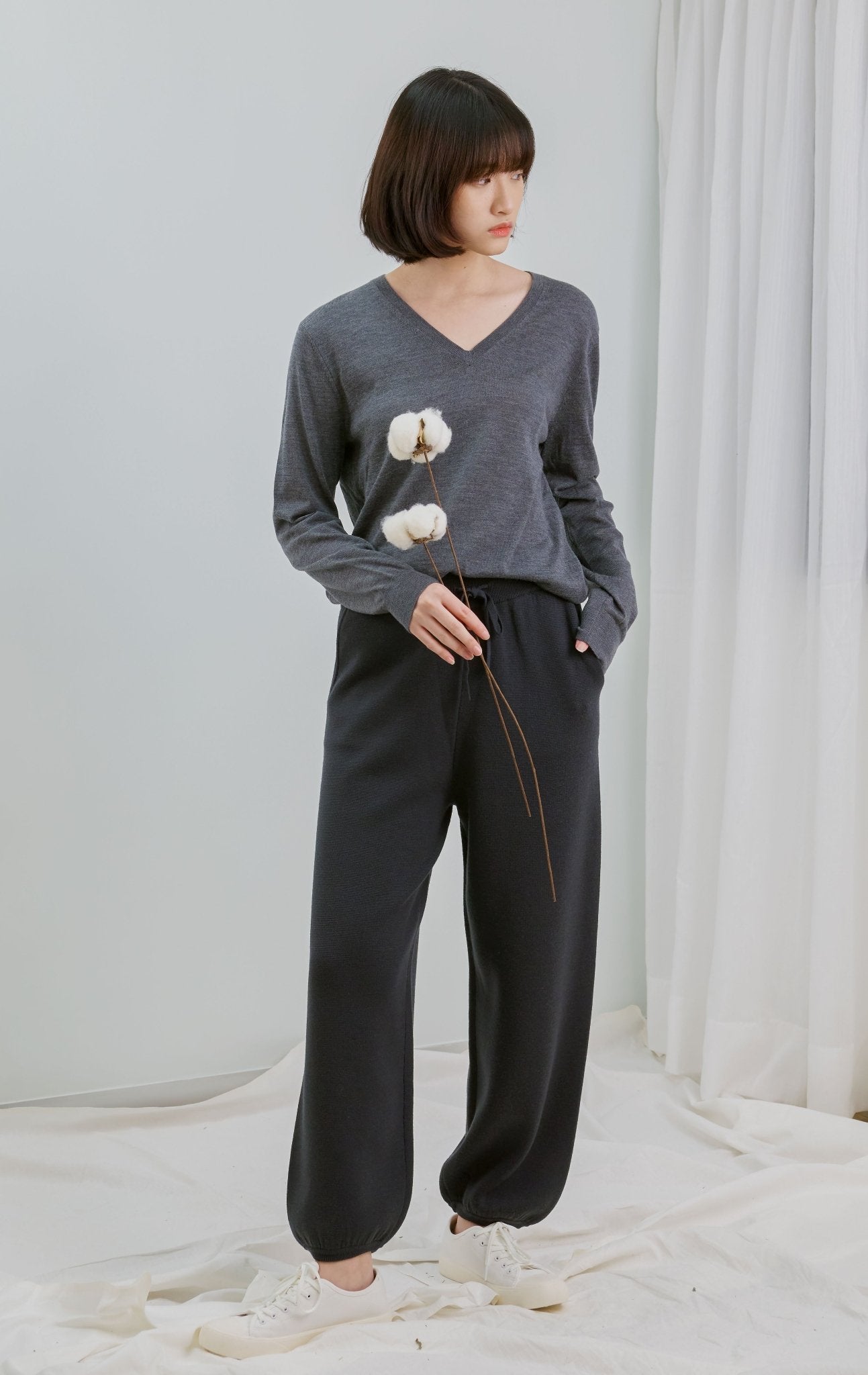 MILANO merino wool trackpants (Black) - STELLAM