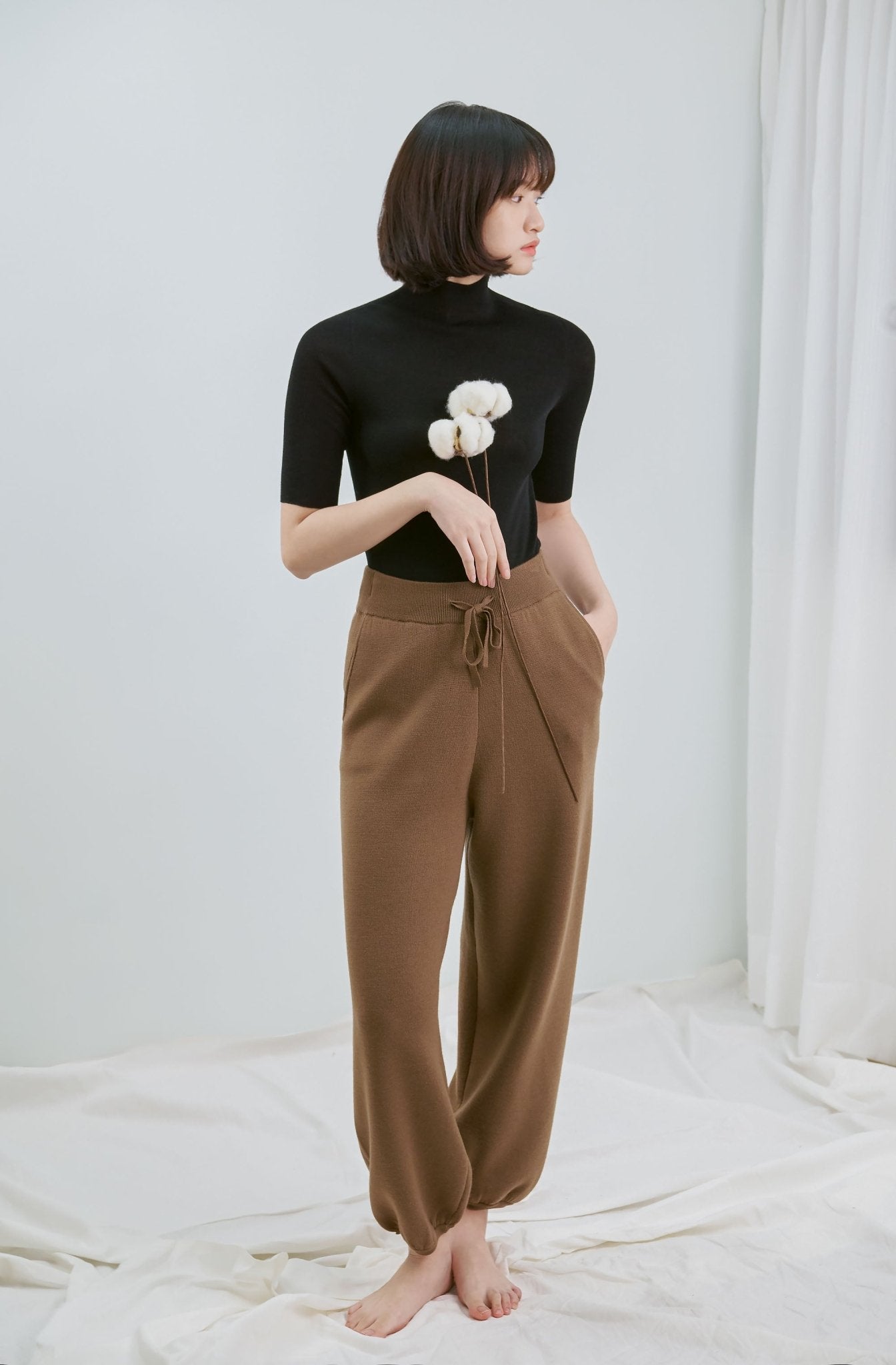 MILANO merino wool trackpants (Brown) - STELLAM