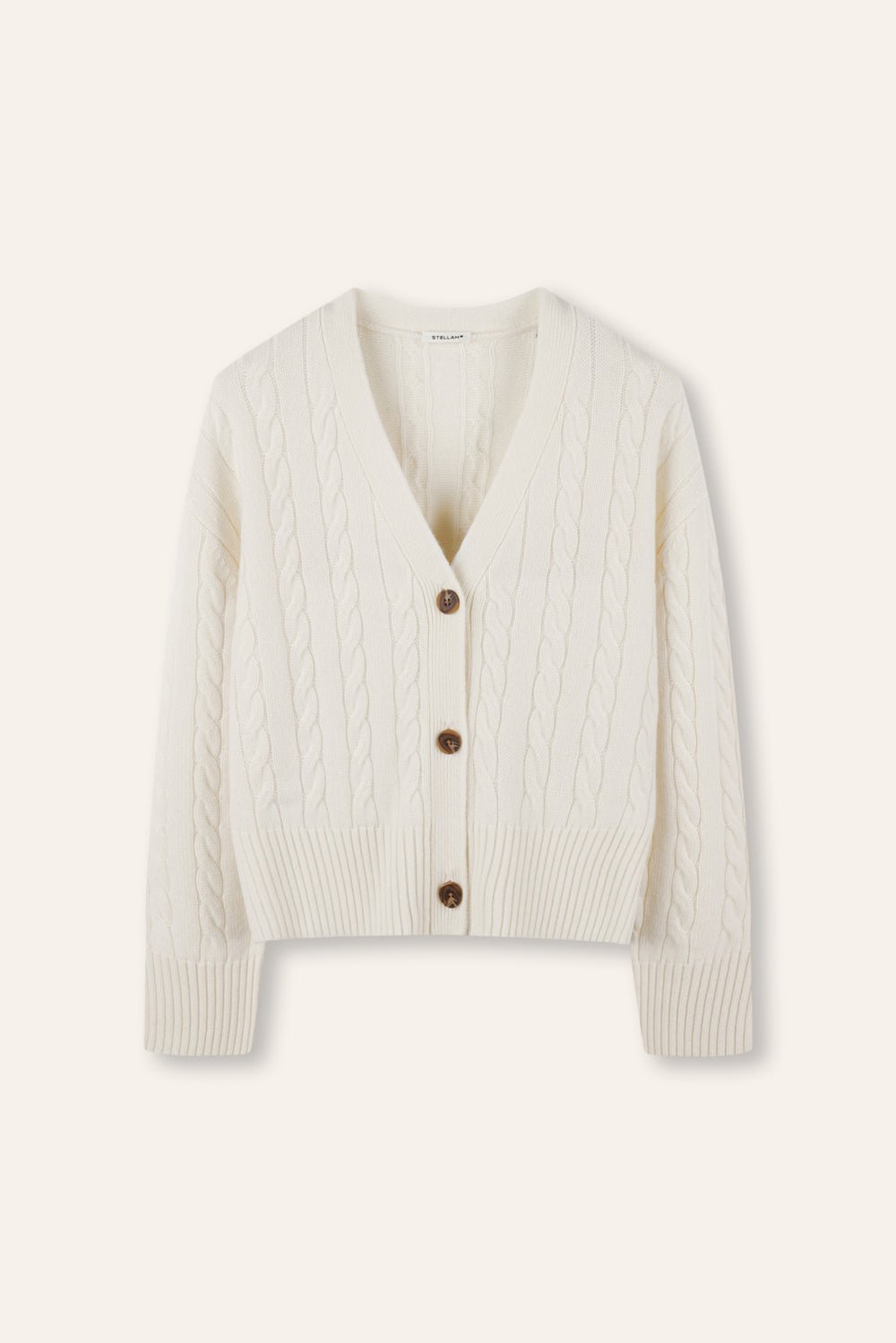 MONET oversized cashmere-blend cable-knit cardigan (Milk) - STELLAM