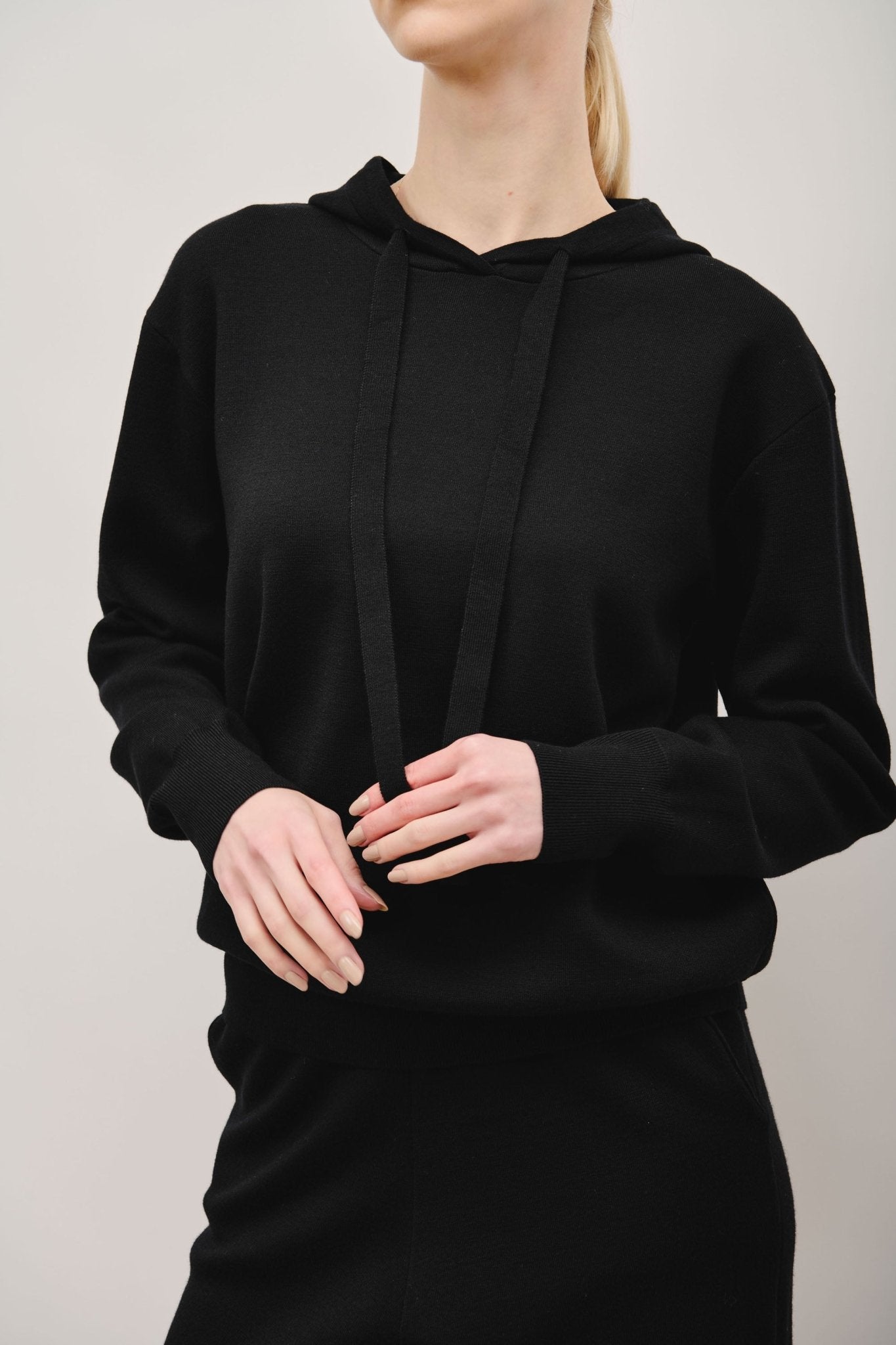 NELLO wool hoodie sweatshirt (Black) - STELLAM