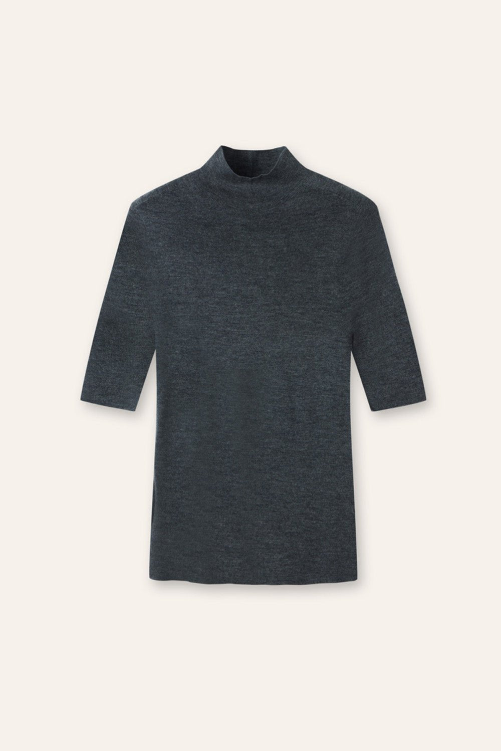 OLIVIA 2.0 seamless mid-sleeves wool top (Grey) - STELLAM