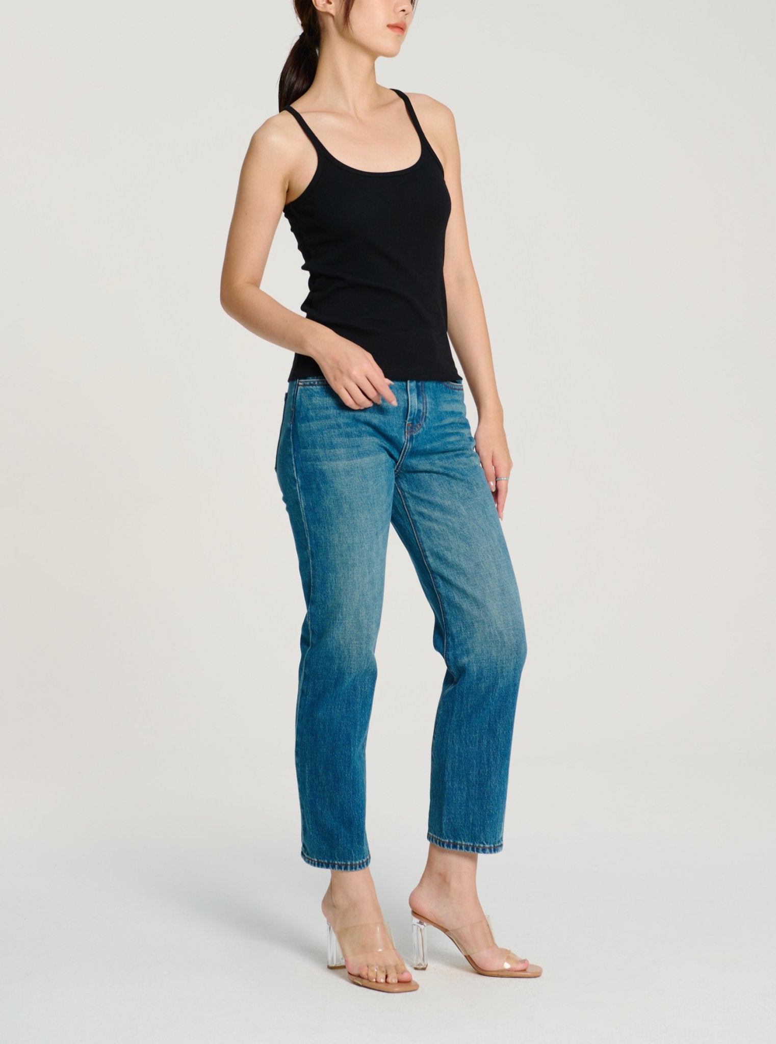 Original twisted high-rise straight-leg jeans (Blue) - STELLAM