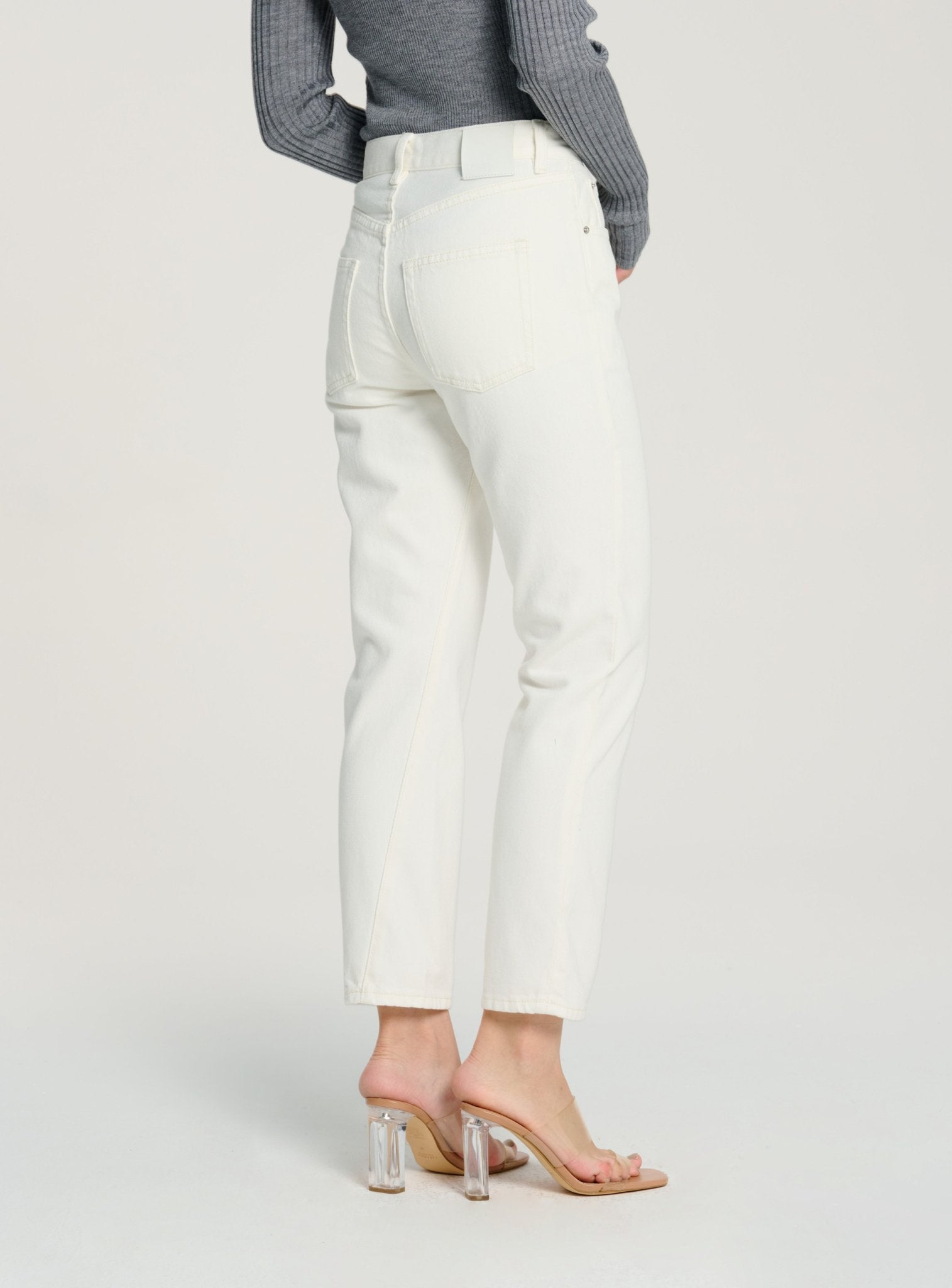 Original twisted high-rise straight-leg jeans (White) - STELLAM