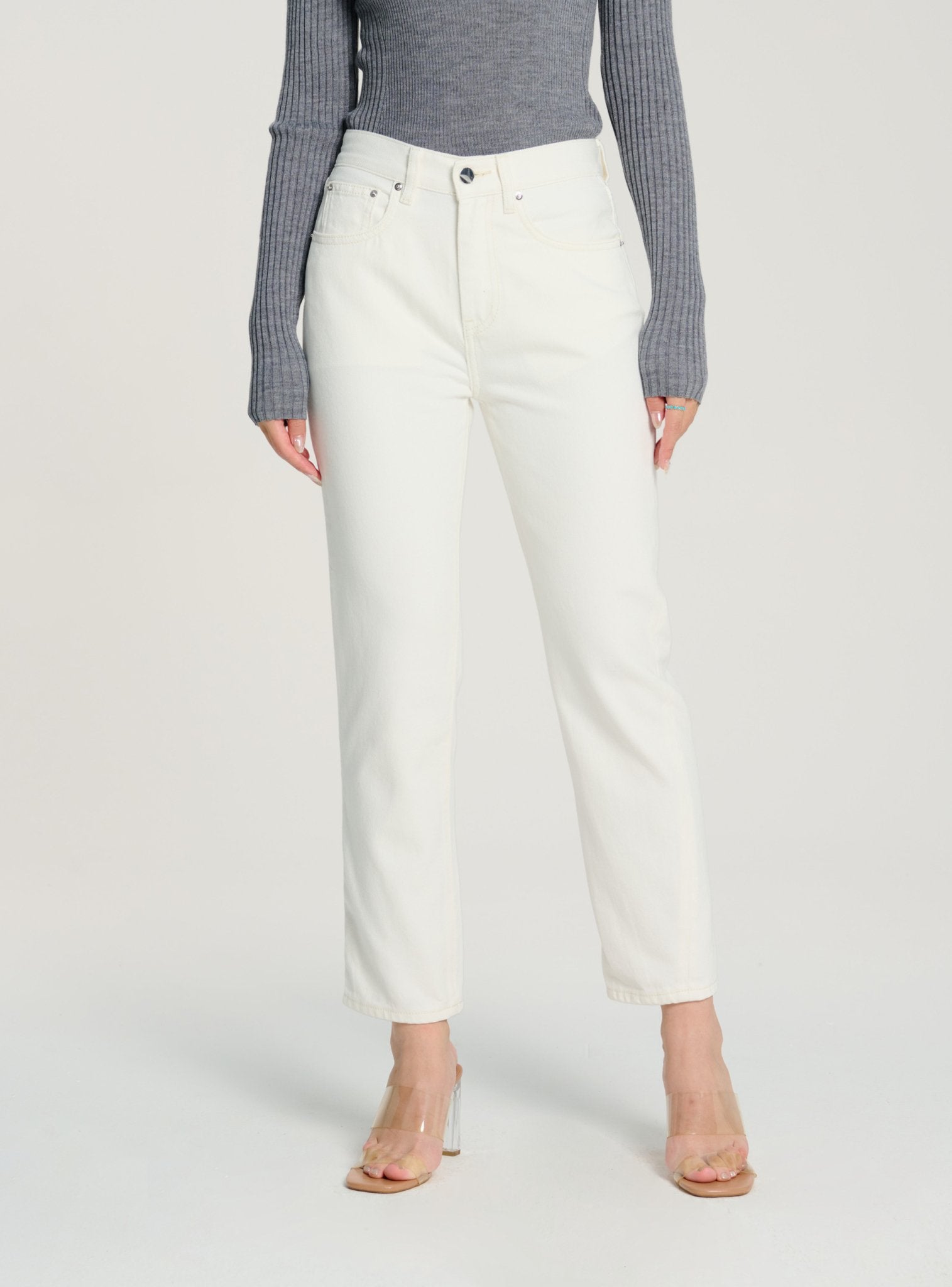 Original twisted high-rise straight-leg jeans (White) - STELLAM