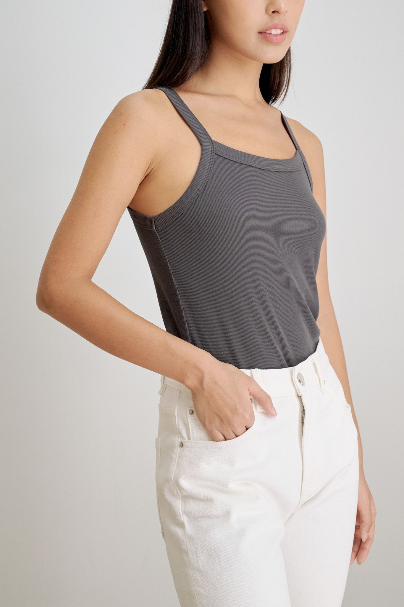 OTEME ribbed stretch-knit tank (Dark grey) - STELLAM