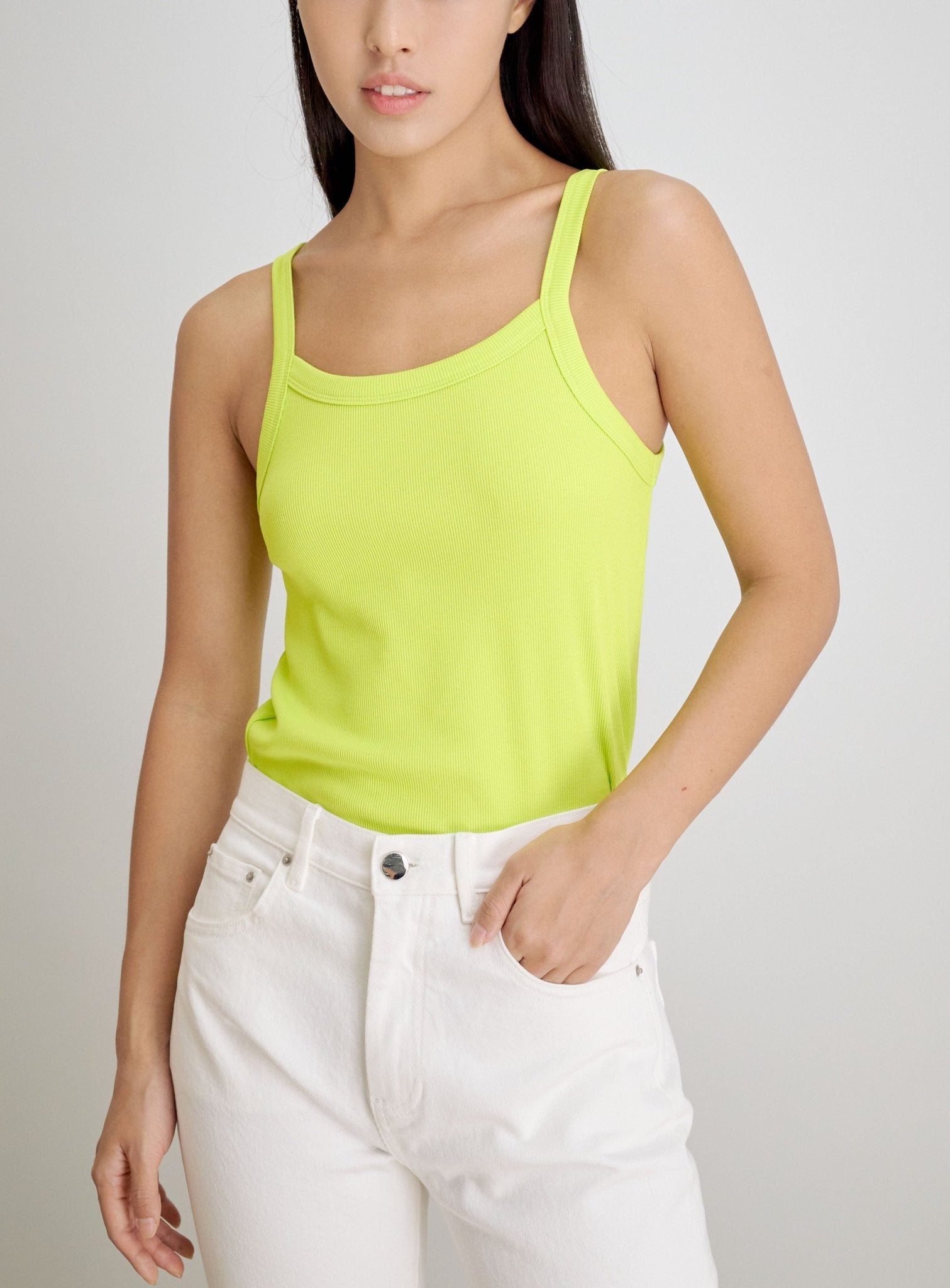 OTEME ribbed stretch-knit tank (Neon Green) - STELLAM