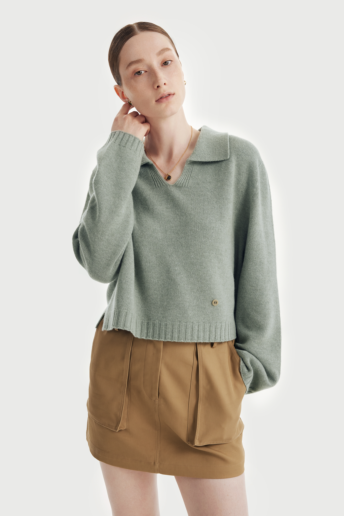 POLLY cashmere seamless pullover (Sage)