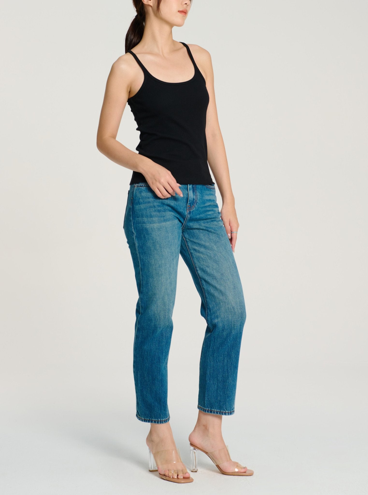 RACER cotton tank top (Black) - STELLAM