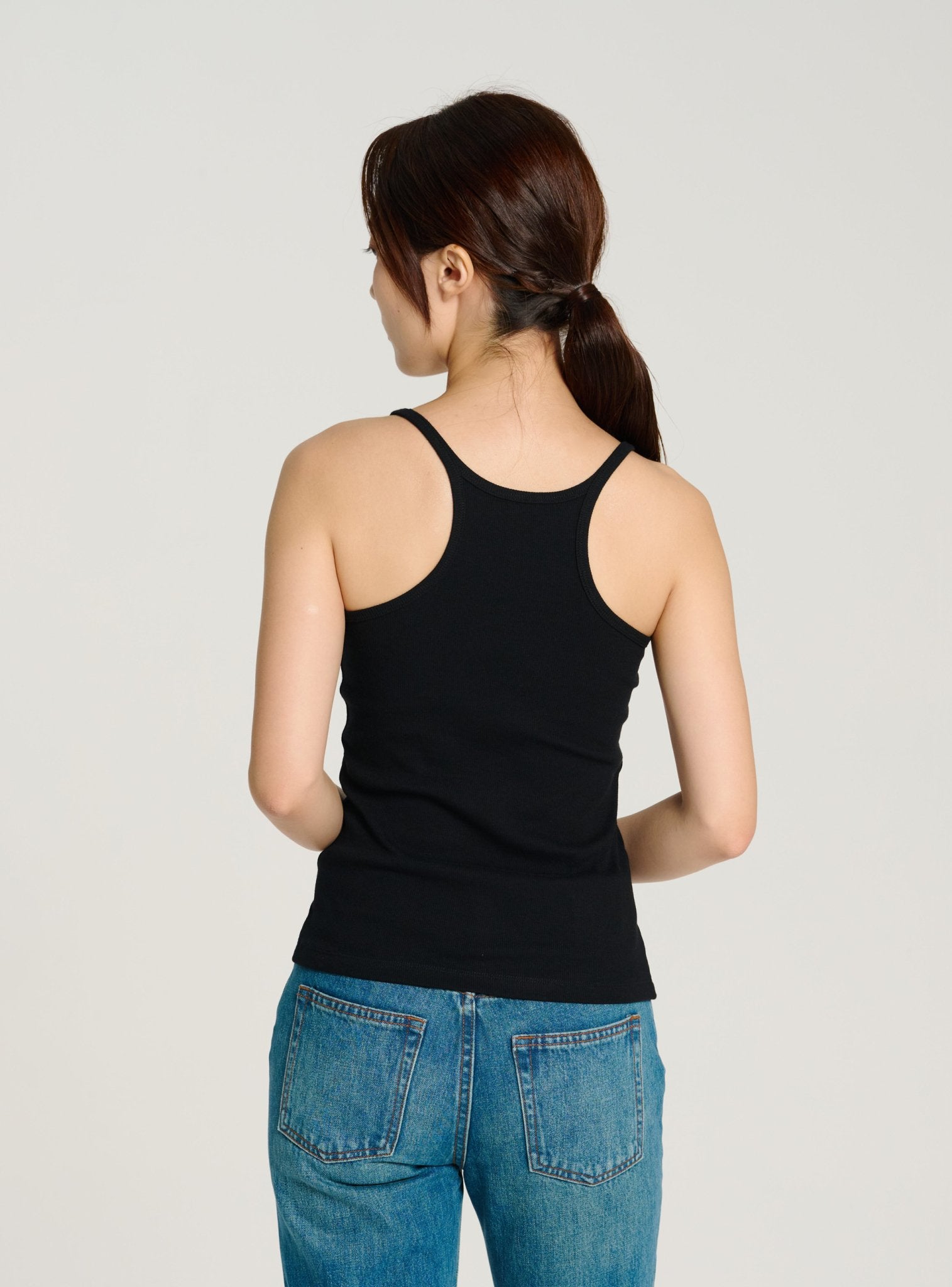 RACER cotton tank top (Black) - STELLAM
