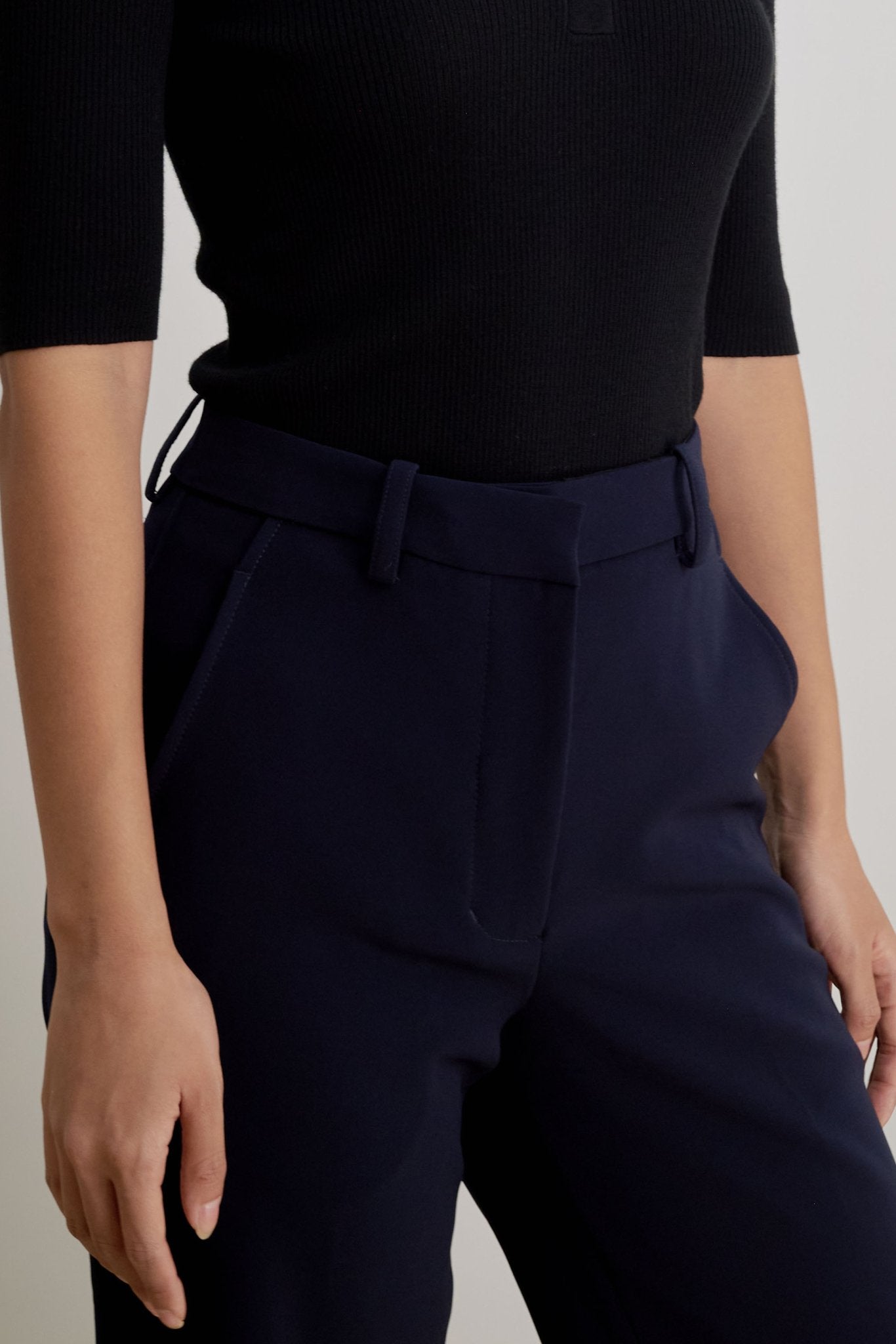 Rachel high-waist straight-leg trousers (Navy) - STELLAM