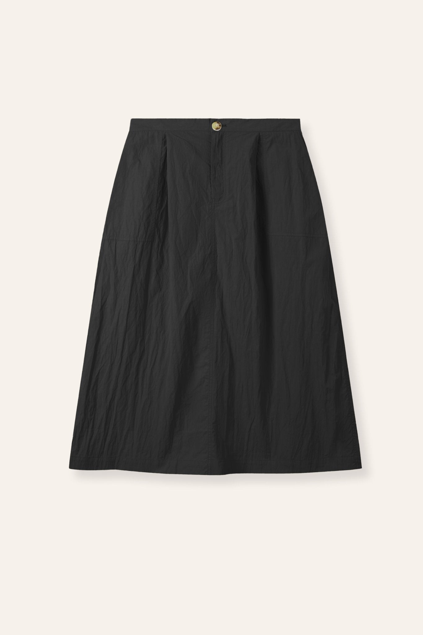 RALLY cotton-blended midi skirt (Black) - STELLAM