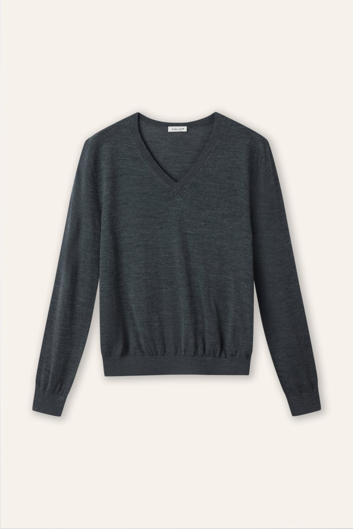 REGAL V neck wool pullover (Grey) - STELLAM