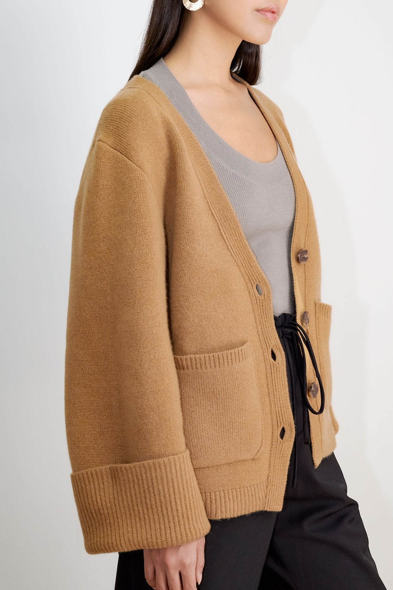 SCARLET oversized cashmere cardigan (Milktea) - STELLAM