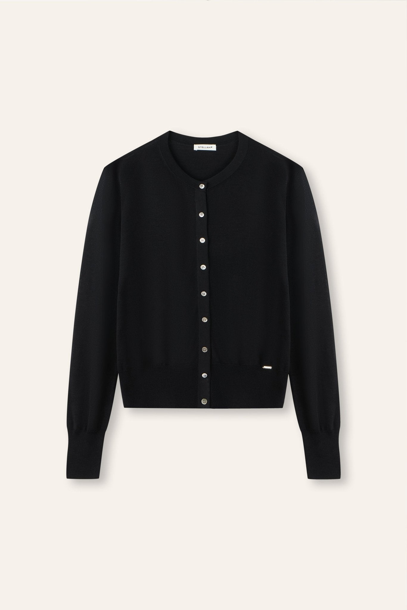 SILK-VIVIAN classic cardigan (Black) - STELLAM