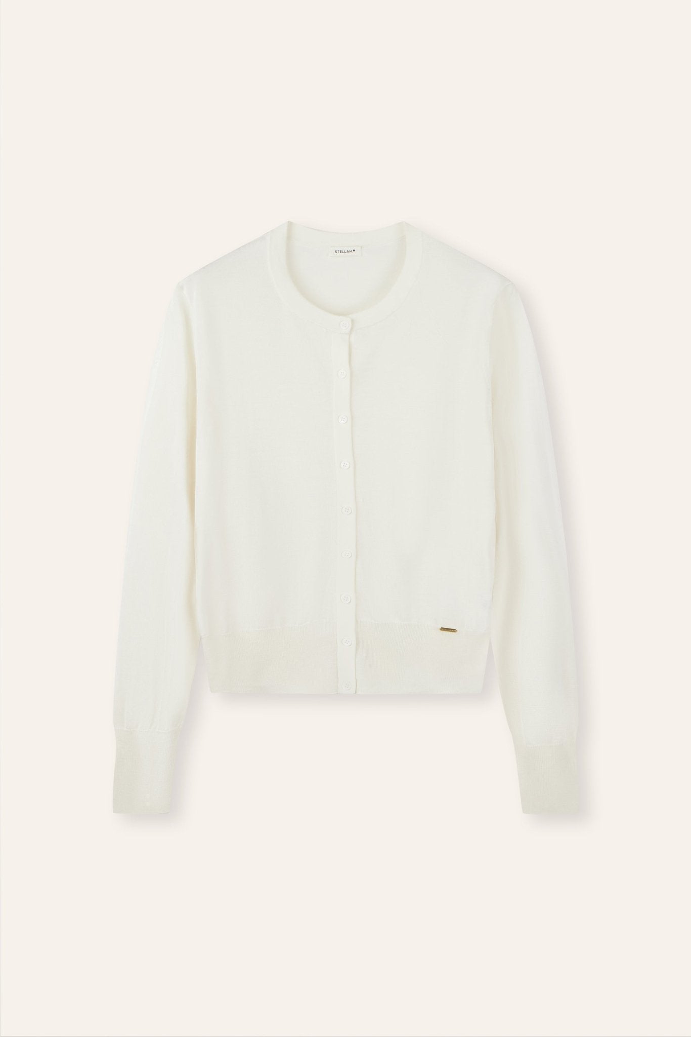 SILK-VIVIAN classic cardigan (White) - STELLAM