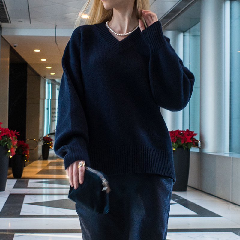 TONY cashmere-blend sweater (Navy)