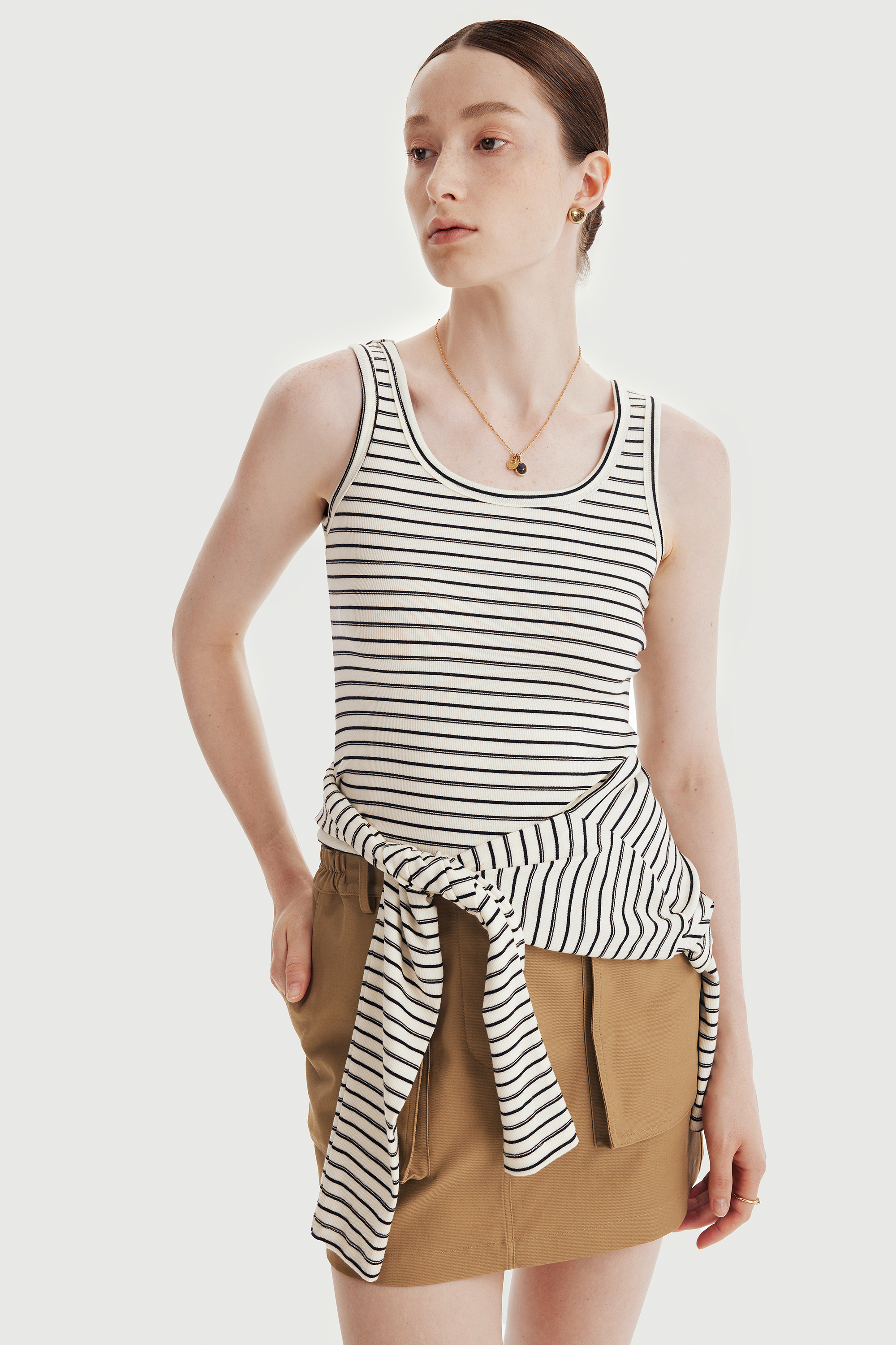 SUMA wool blend tank top (White stripe)