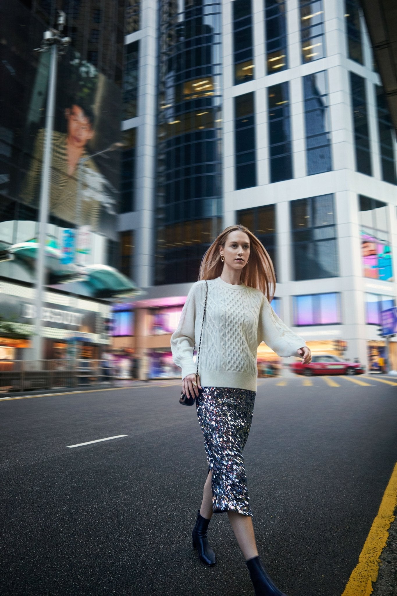 TANYA cashmere-blended cable-knit sweater (Milk) - STELLAM