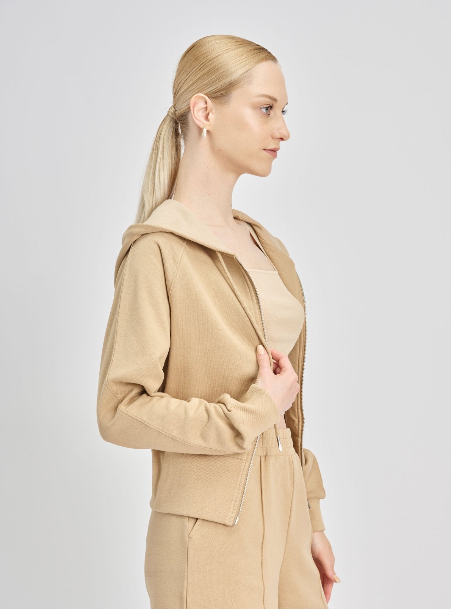 VENICE cotton hoodie jacket (Khaki) - STELLAM