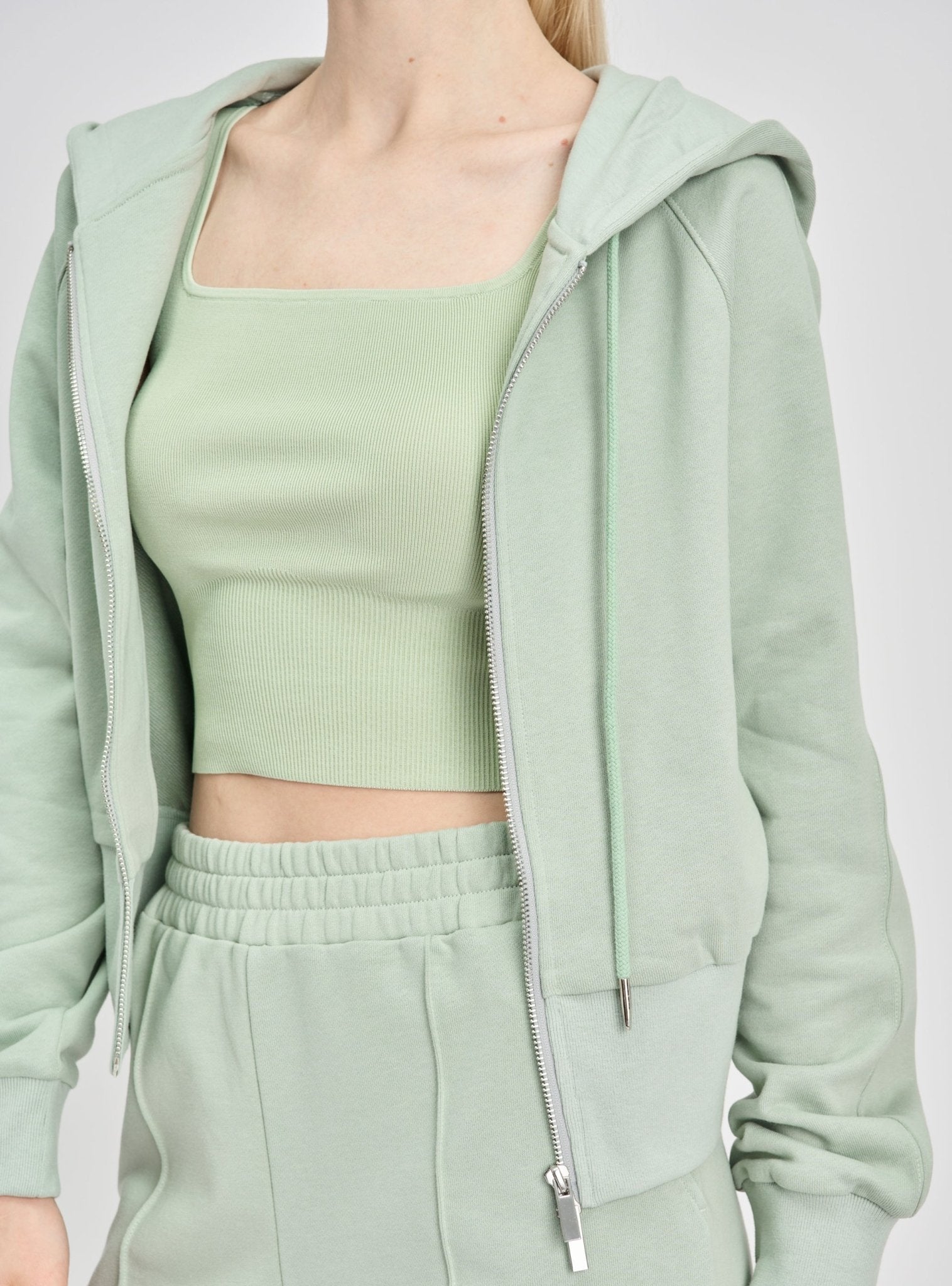 VENICE cotton hoodie jacket (Light green) - STELLAM