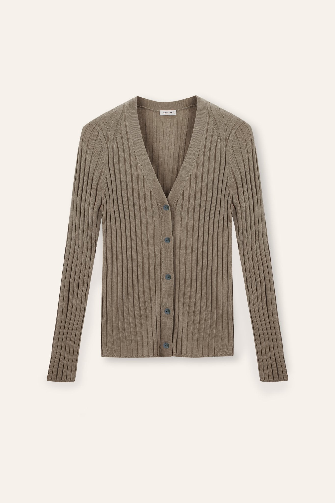 WENDY 2.0 merino wool slim-fit cardigan (Milktea) - STELLAM