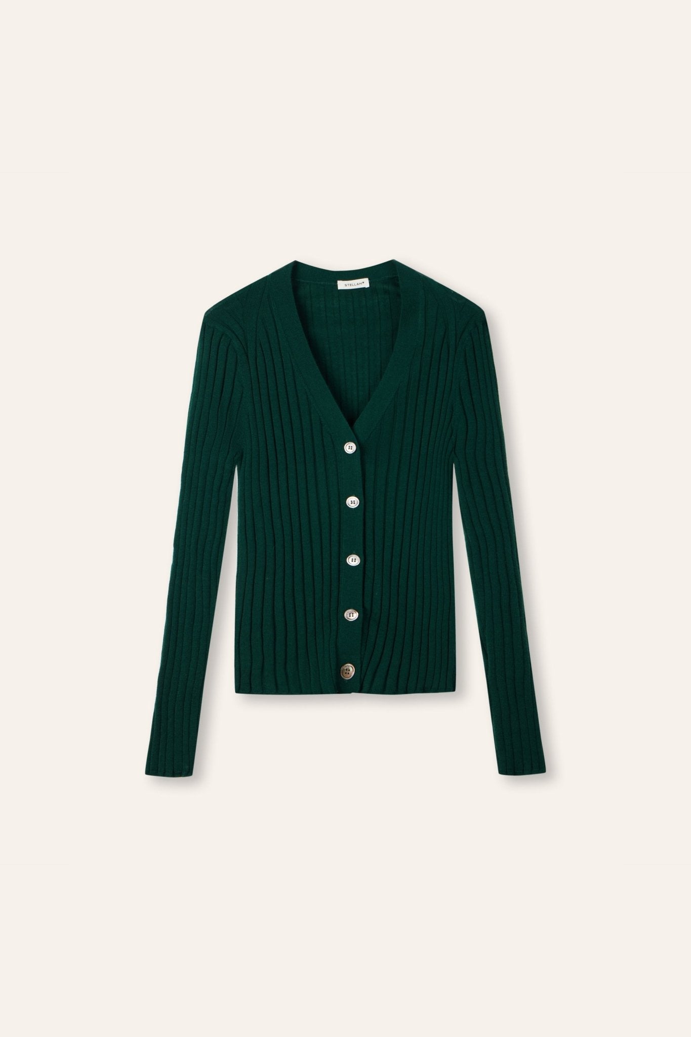 WENDY merino wool slim-fit cardigan (Dark green) - STELLAM