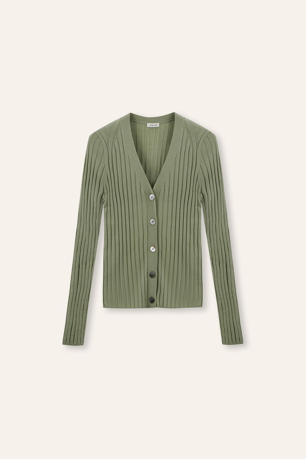 WENDY merino wool slim-fit cardigan (Green) - STELLAM