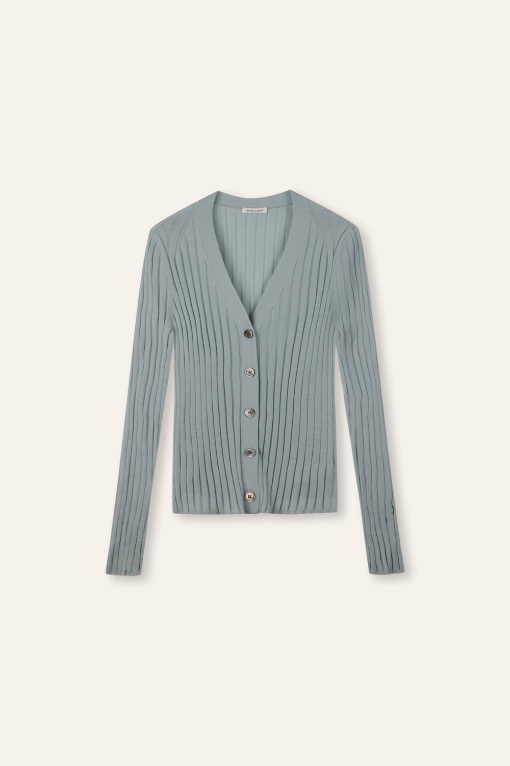 WENDY merino wool slim-fit cardigan (Pale blue) - STELLAM