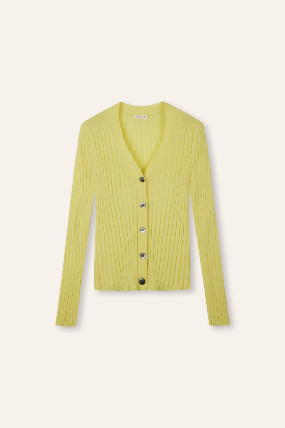 WENDY merino wool slim-fit cardigan (Yellow) - STELLAM