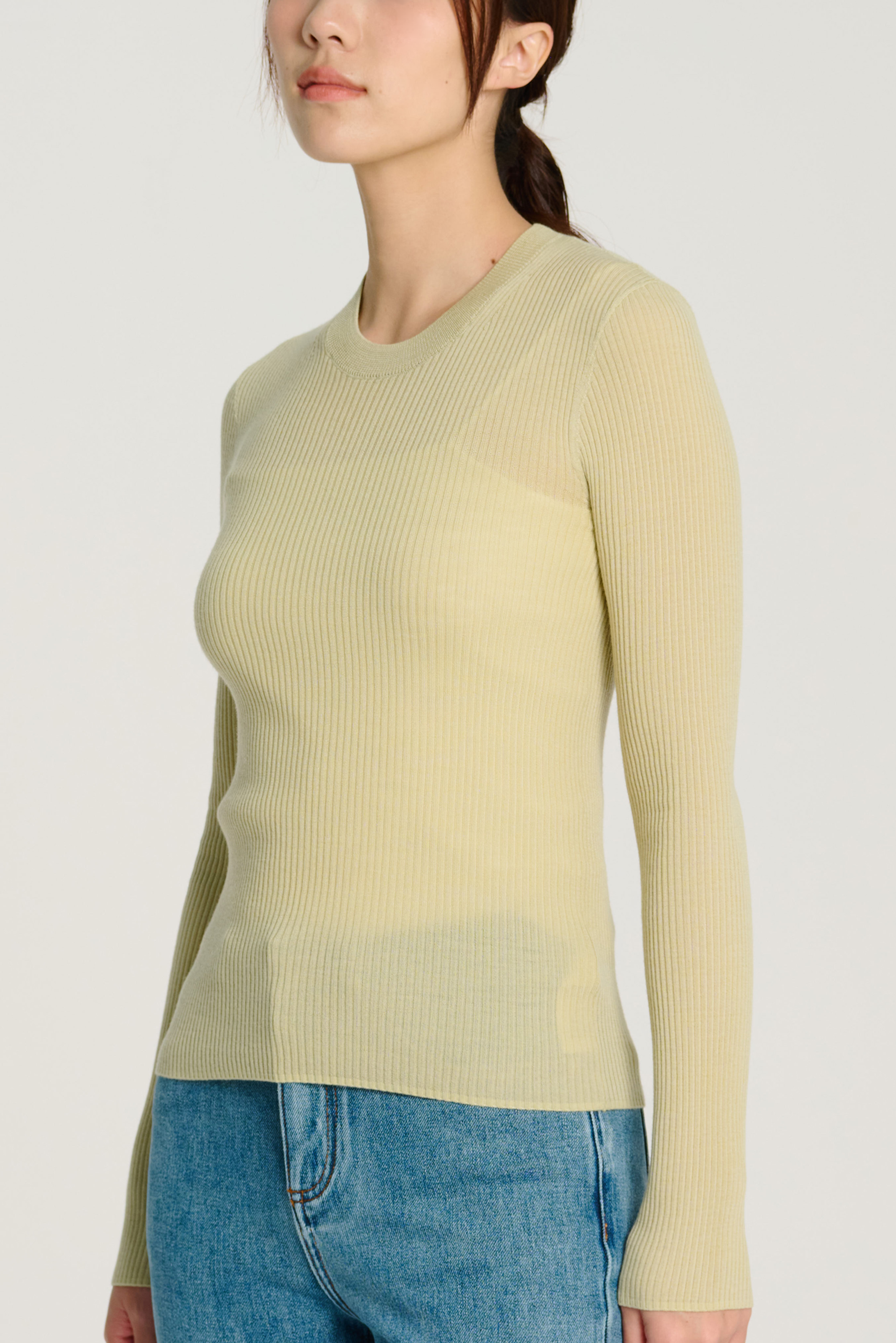 CINDY 2.0 superfine knit crew top (Sage)